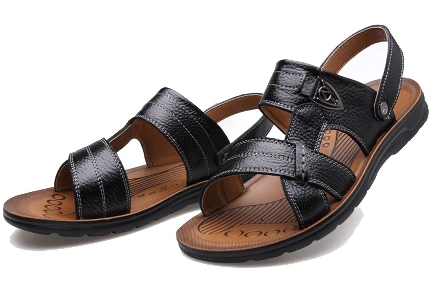 Men's Open Toe Leather Casual Sandals - Breathable Slingback Slippers for Beach, Pool & Water Activities - Comfortable Summer Footwear in Small & Large Sizes