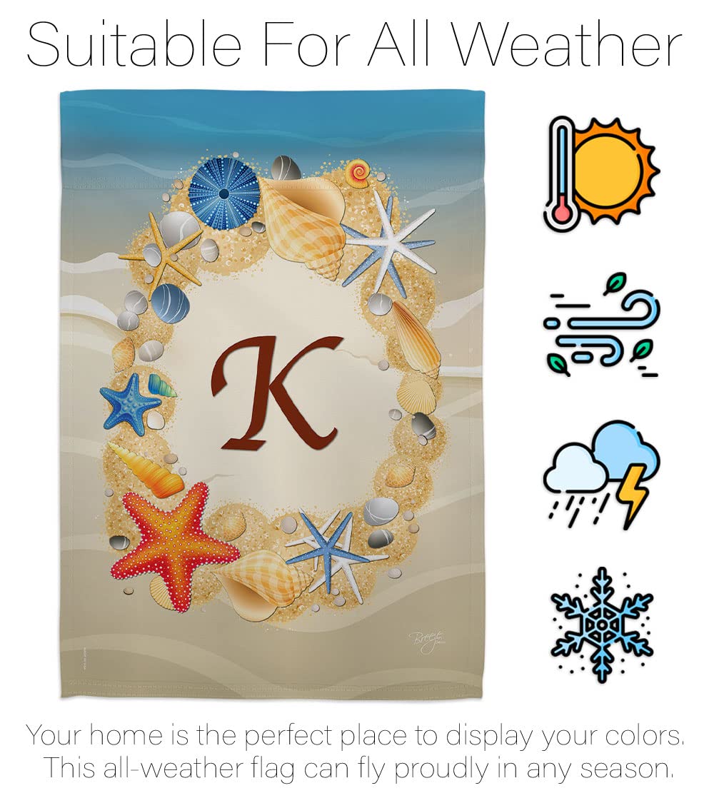 Summer K Coastal Beach Garden Flag - 13x18.5in for Outdoor Decor