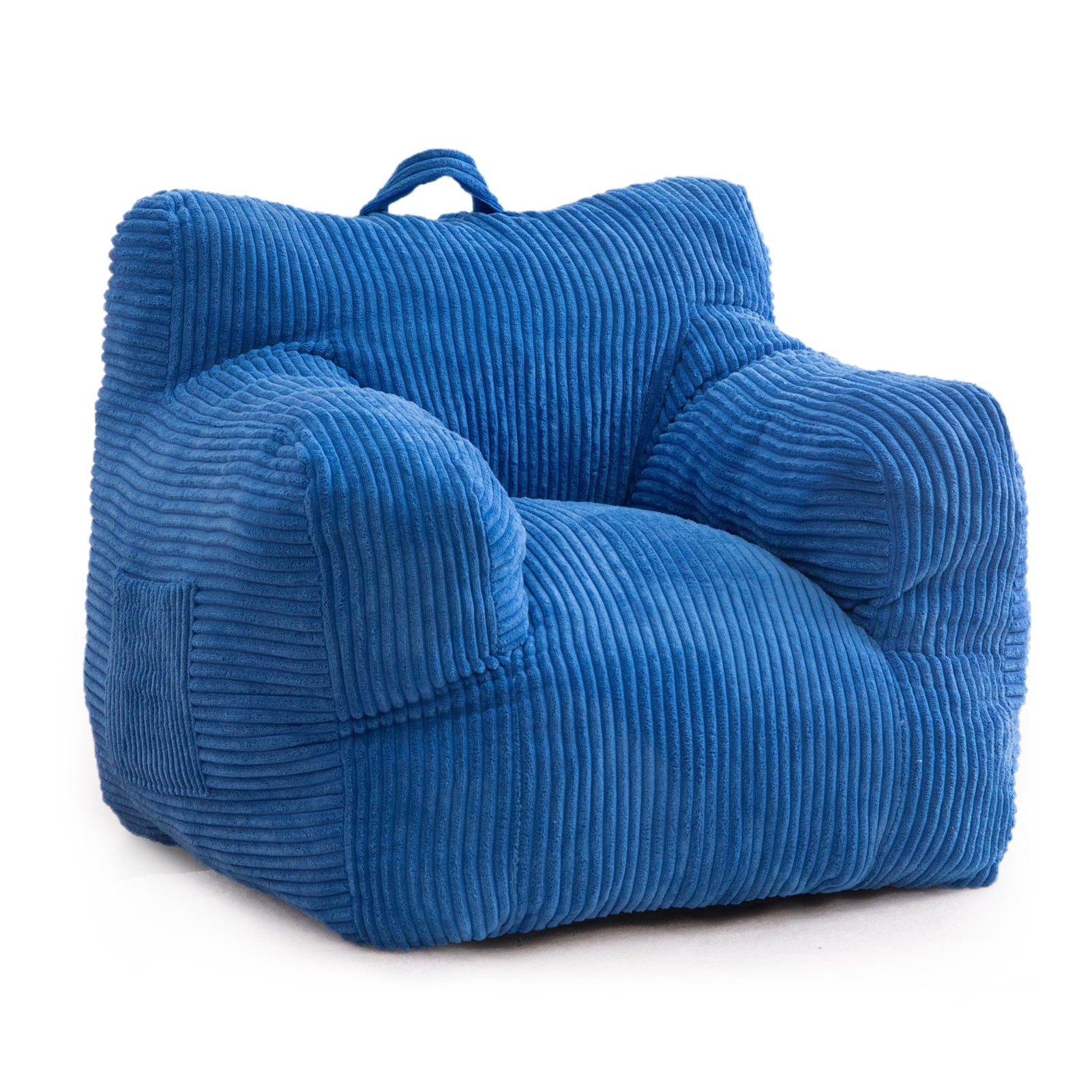MAXYOYO Kids Bean Bag Chair - Soft Corduroy Bean Bag Couch with Armrests for Boys & Girls, Comfortable Seating for Bedroom, Playroom & Dorm (Blue) - Perfect for Reading, Gaming & Relaxing
