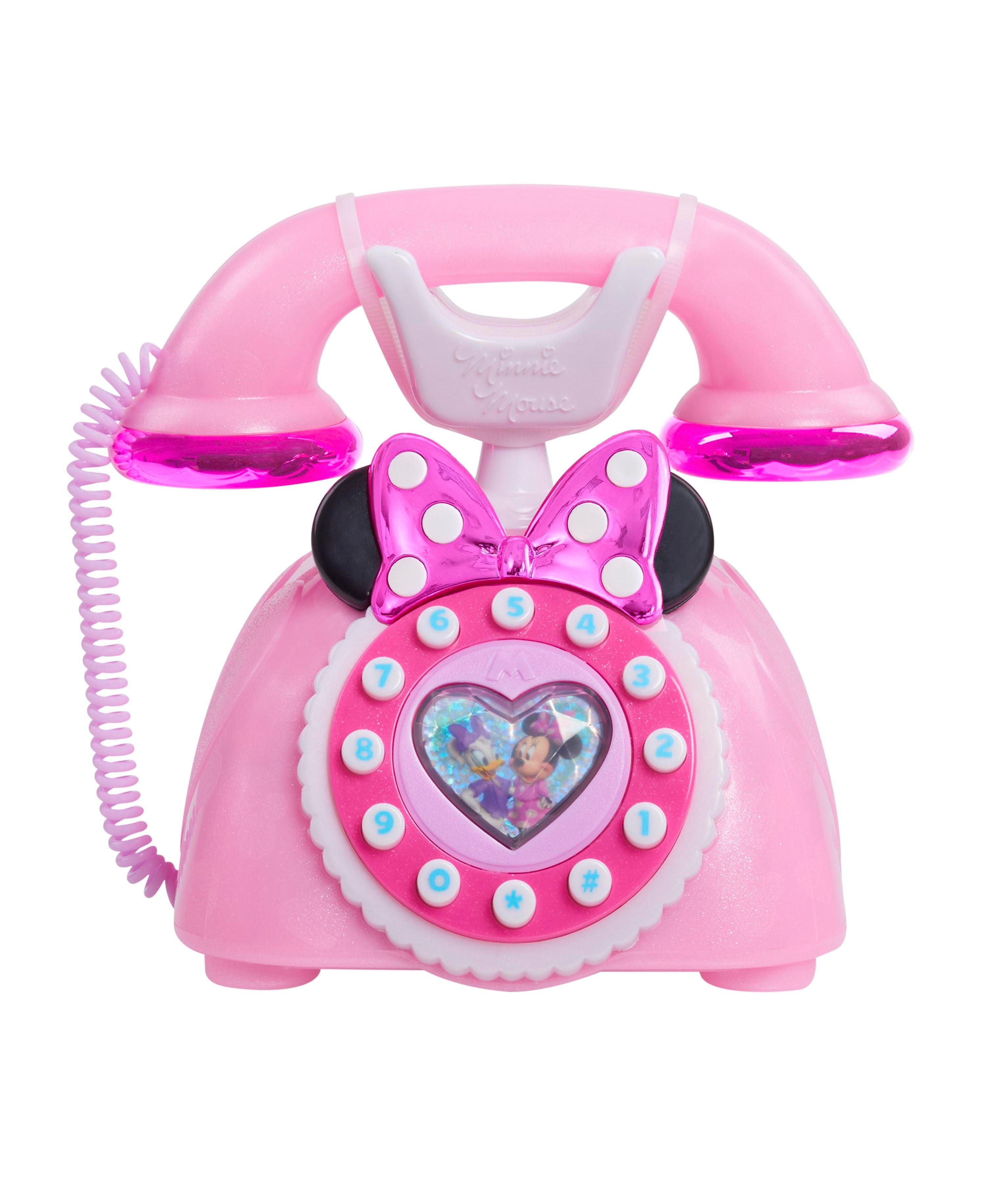 Disney Junior Minnie Mouse Ring Me Rotary Phone - Iridescent Pink Retro Toy for Kids | Vintage Style Play Phone for Toddlers & Children | Perfect for Pretend Play, Room Decor & Gift Ideas
