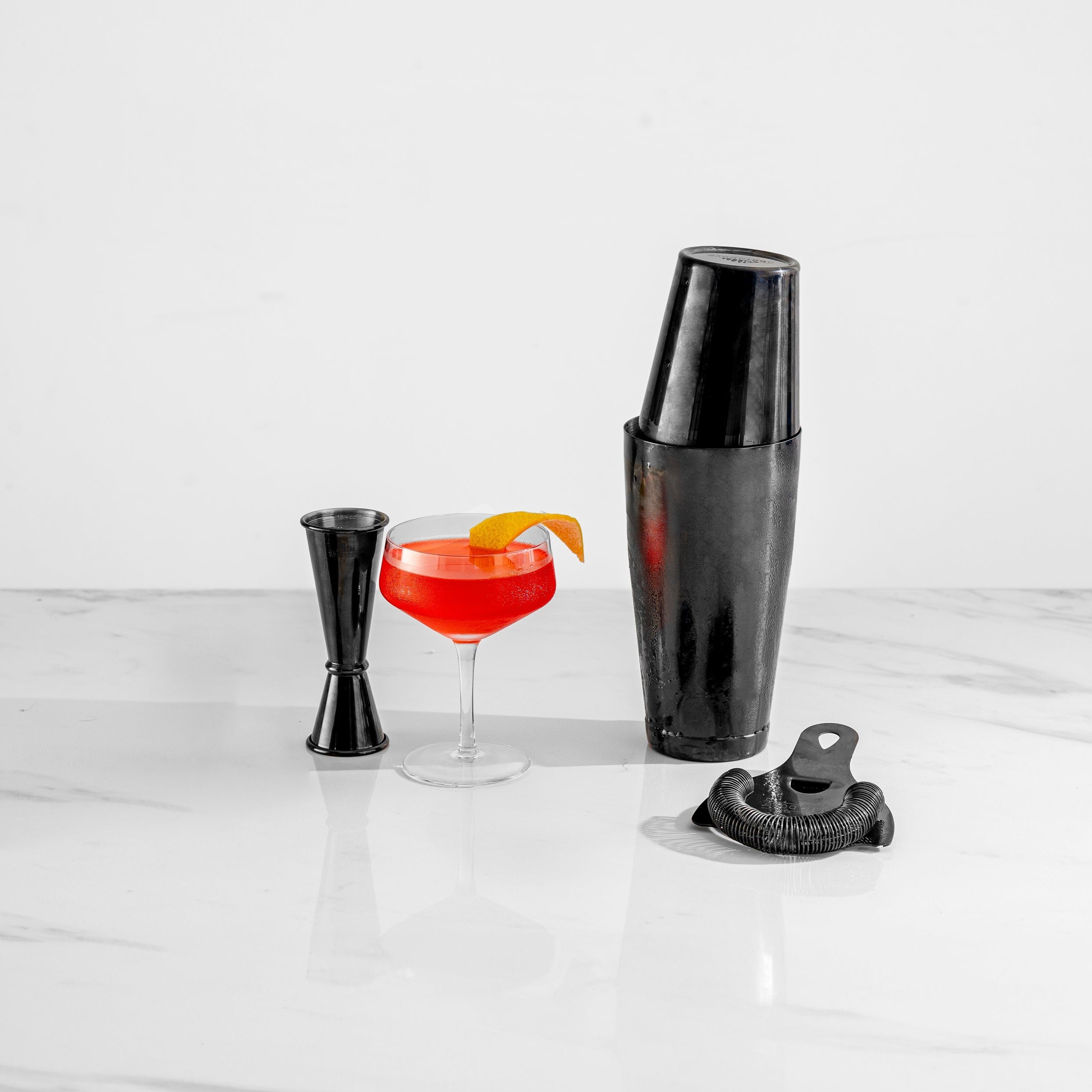 Premium 4-Piece Black Cocktail Shaker Set - Bar Mixing Tools for Martini, Margarita & Whiskey Sour - Perfect for Home Bars, Parties & Professional Bartenders