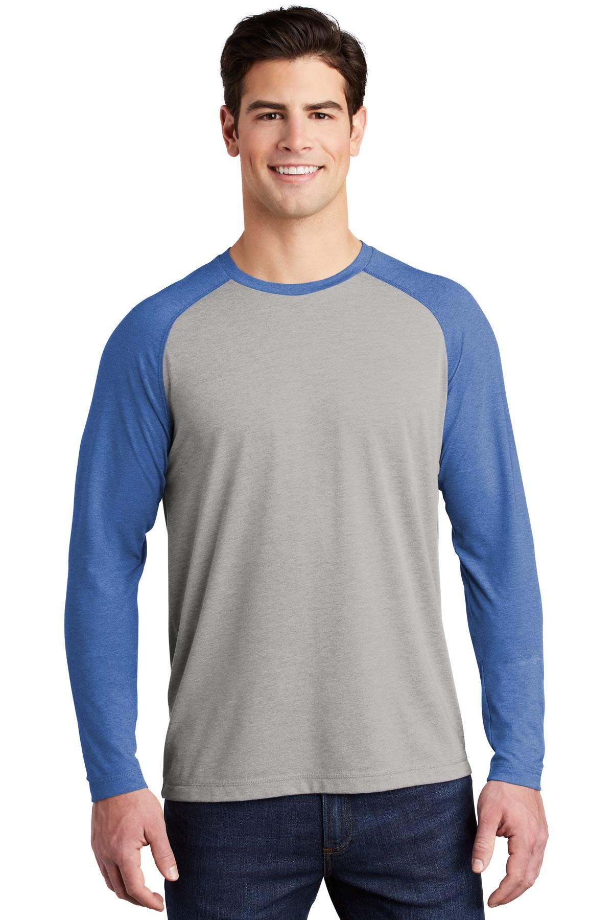 SPORT-TEK PosiCharge Long Sleeve Moisture-Wicking Tri-Blend Raglan T-Shirt for Men - Athletic Performance Shirt for Running, Gym & Outdoor Activities