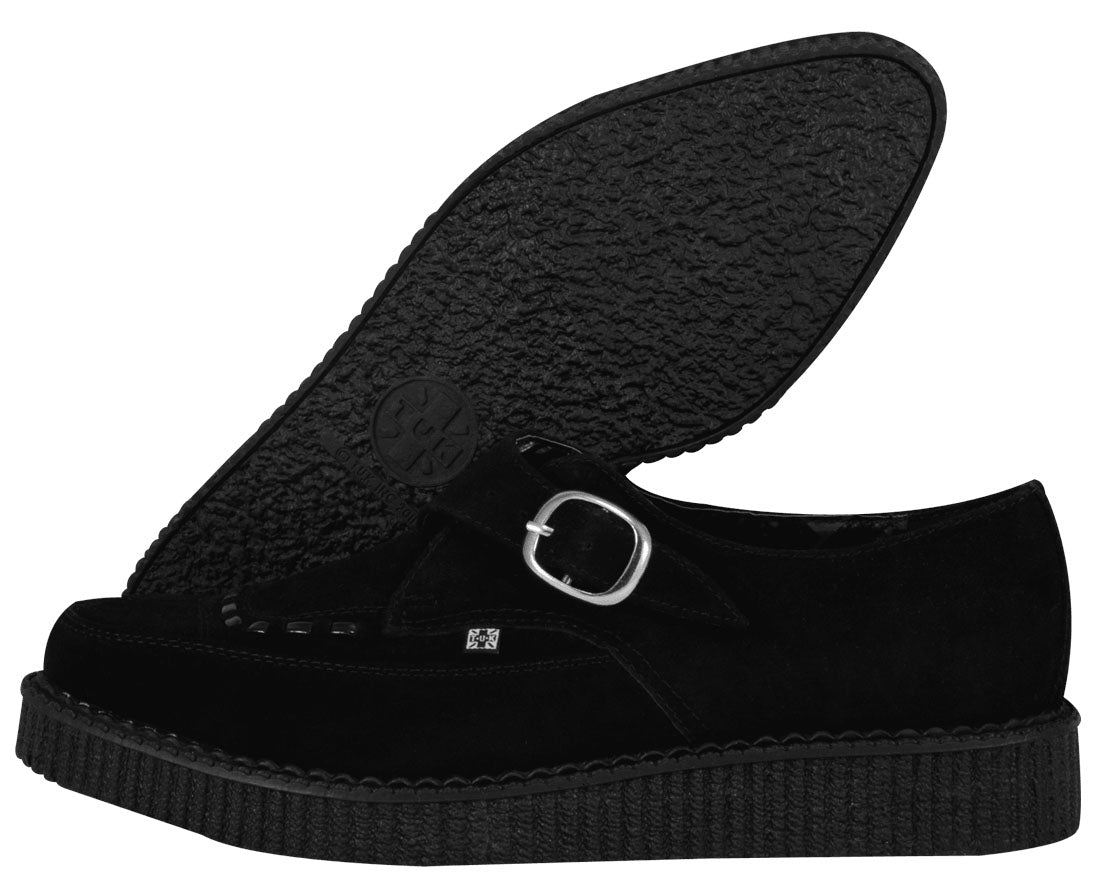 T.U.K Black Buckle Pointed Creeper Shoes - Punk Rock Gothic Platform Boots for Women & Men | Perfect for Concerts, Halloween & Alternative Fashion