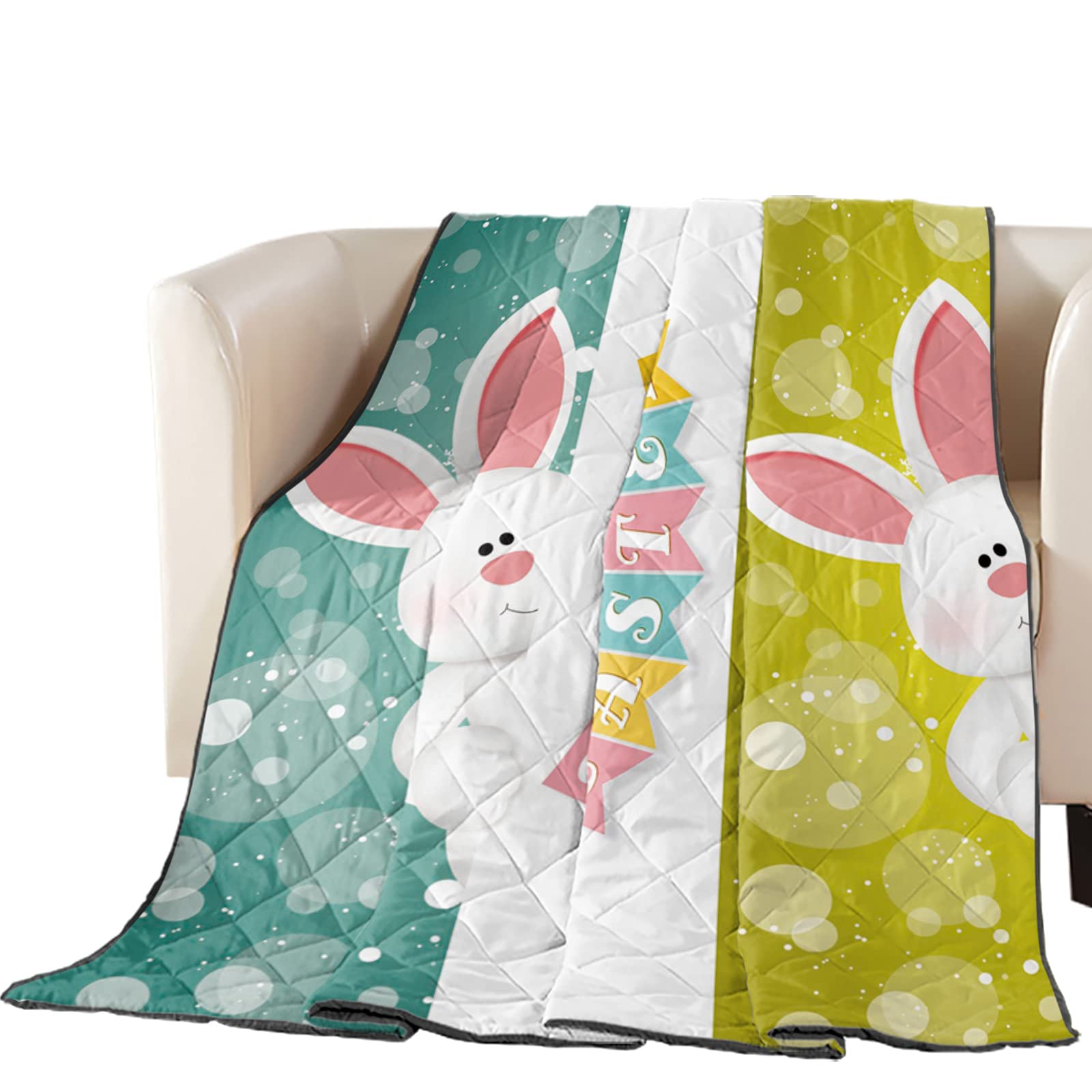 Vandarllin King Size Down Alternative Comforter - Lightweight Cotton Duvet Insert with Quilted Design, Reversible Easter Bunny Print for All Seasons | Perfect for Bedroom, Sofa, Couch & Camping