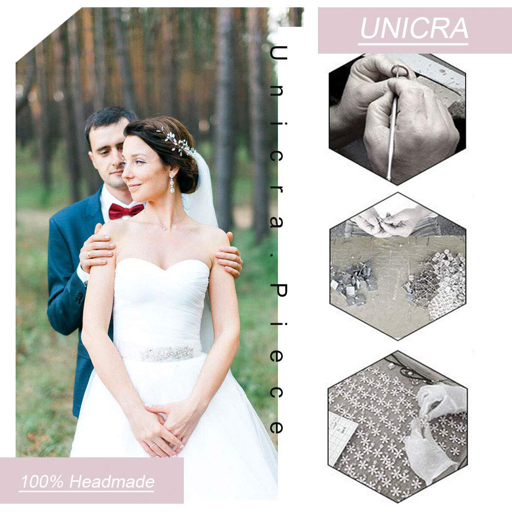 Crystal Bridal Hair Comb for Wedding - Silver Floral Hair Accessories for Women & Girls