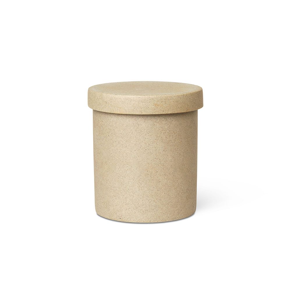 Ferm LIVING Bon Large Storage Container in Sand - Modern Home Organization for Living Room, Bedroom & Office Decor