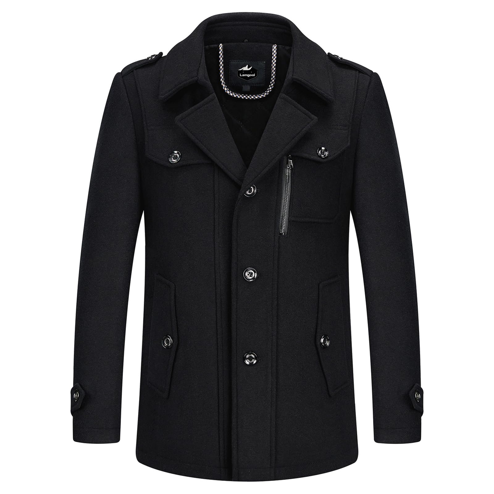 Lamgool Men's Winter Wool Blend Coat - Casual & Business Single Breasted Peacoat Jacket for Cold Weather | Office Wear & Outdoor Winter Fashion
