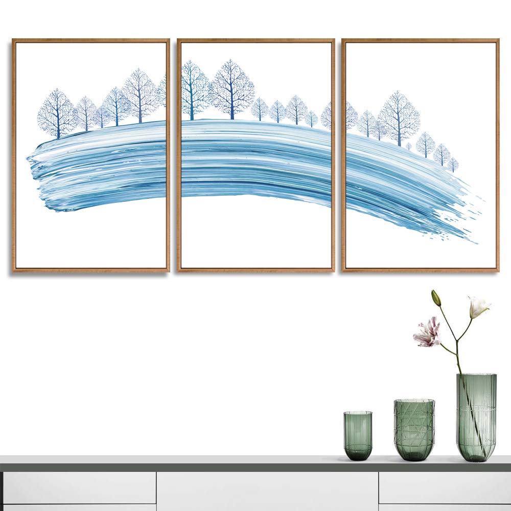 Wall26 3-Panel Framed Abstract Tree Canvas Wall Art - 24x36 Inches, Ready to Hang for Living Room & Bedroom Decor | Modern Home Office & Dorm Wall Decor