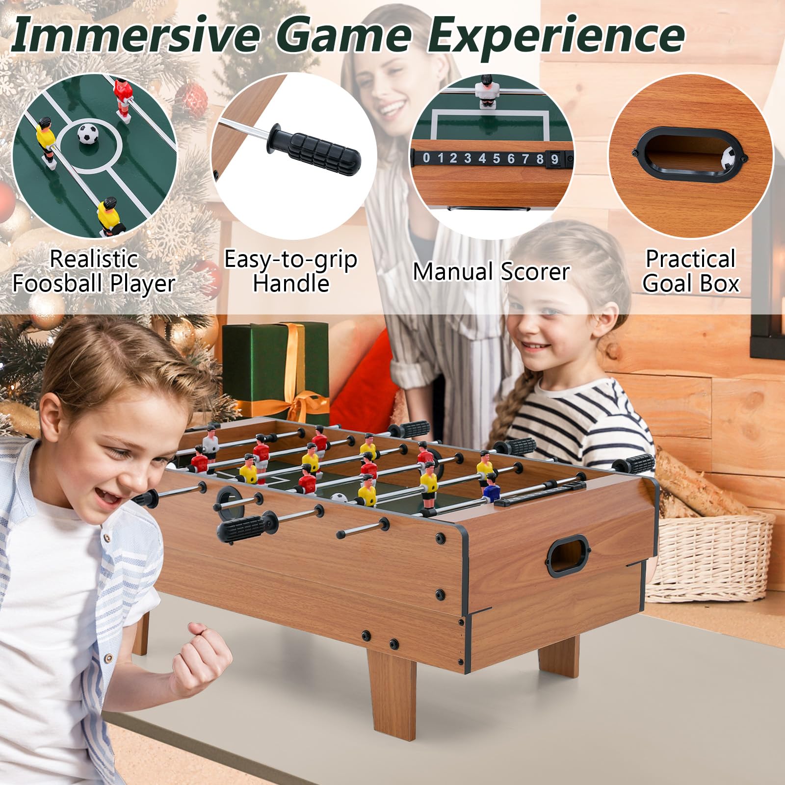 Goplus 4-in-1 Multi Game Table Set - Pool Billiards, Air Hockey, Foosball & Table Tennis Combo - Stackable Arcade Tabletop for Home, Game Room, Family Party & Indoor Entertainment