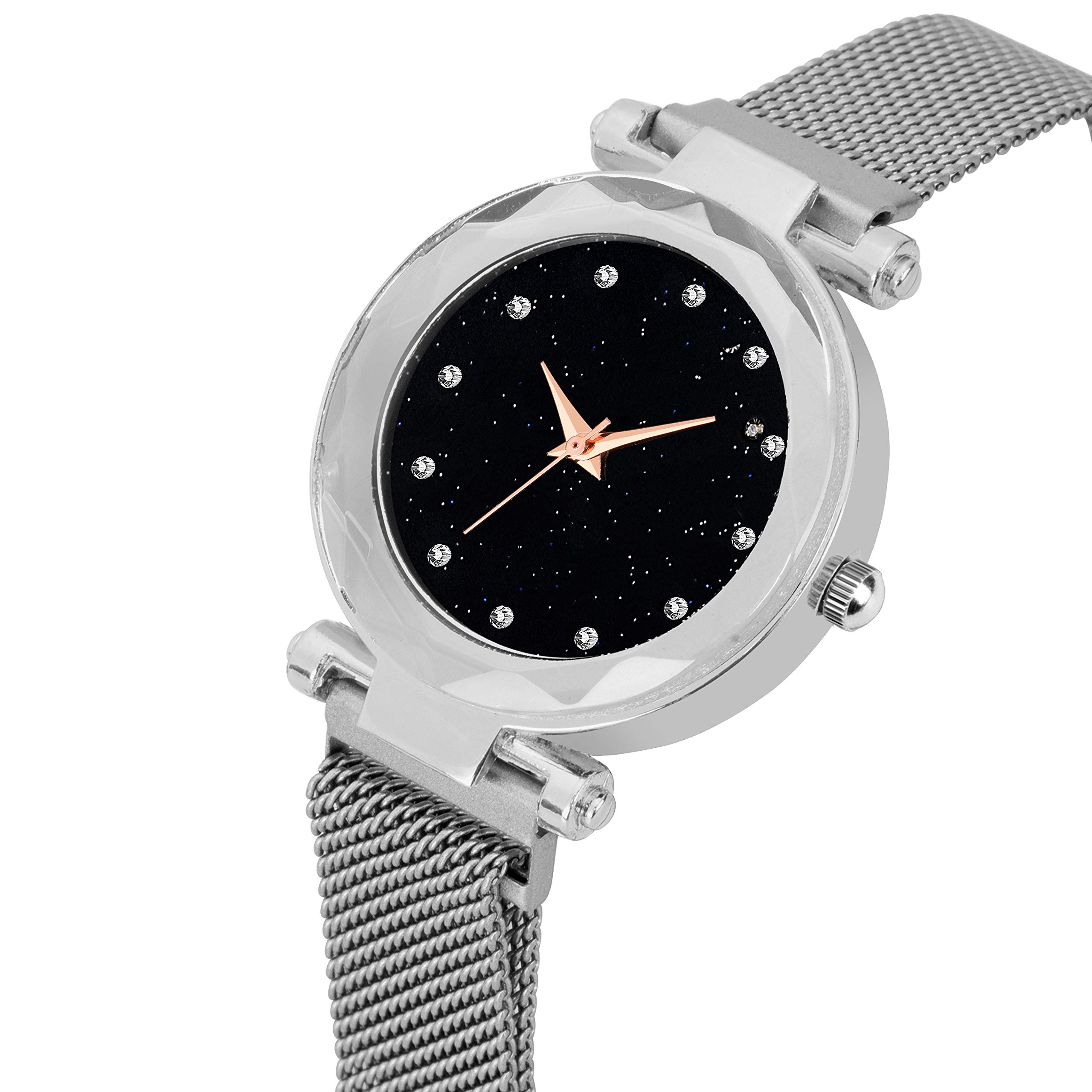 Niyati Nx Luxury Mesh Magnet Buckle Starry Sky Quartz Watch for Women - Elegant Analog Wristwatch with Mysterious Design, Perfect for Daily Wear, Office, Parties & Special Occasions