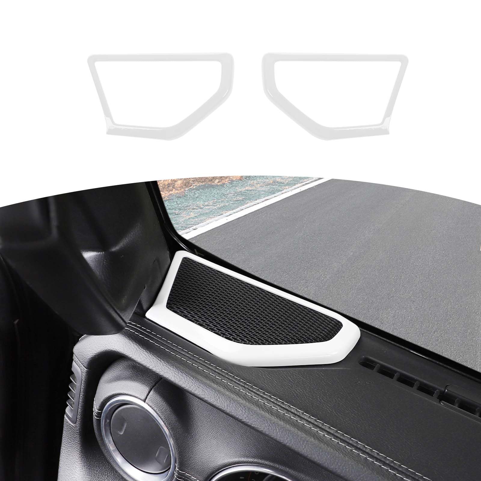 Jeep JL A Pillar Speaker Trim Cover - White Interior Accessories for Jeep Wrangler JL/JLU & Gladiator JT (2018-2024) - 2pcs Set - Perfect for Car Audio Upgrades & Interior Customization