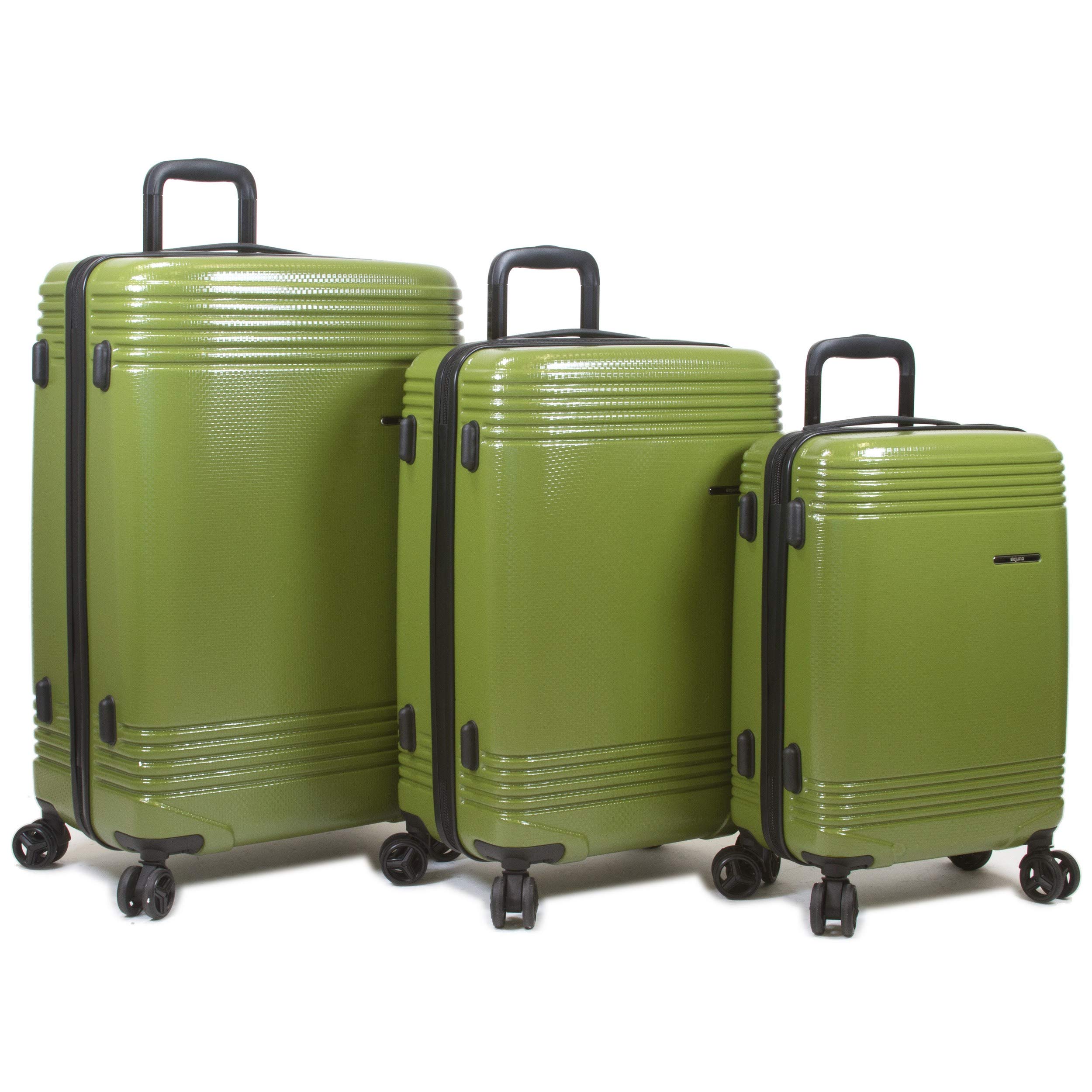 Dejuno Oracle Hardside 3-Piece Spinner Luggage Set with TSA Lock - Lightweight Durable Suitcase for Travel, Business Trips & Vacations - Green