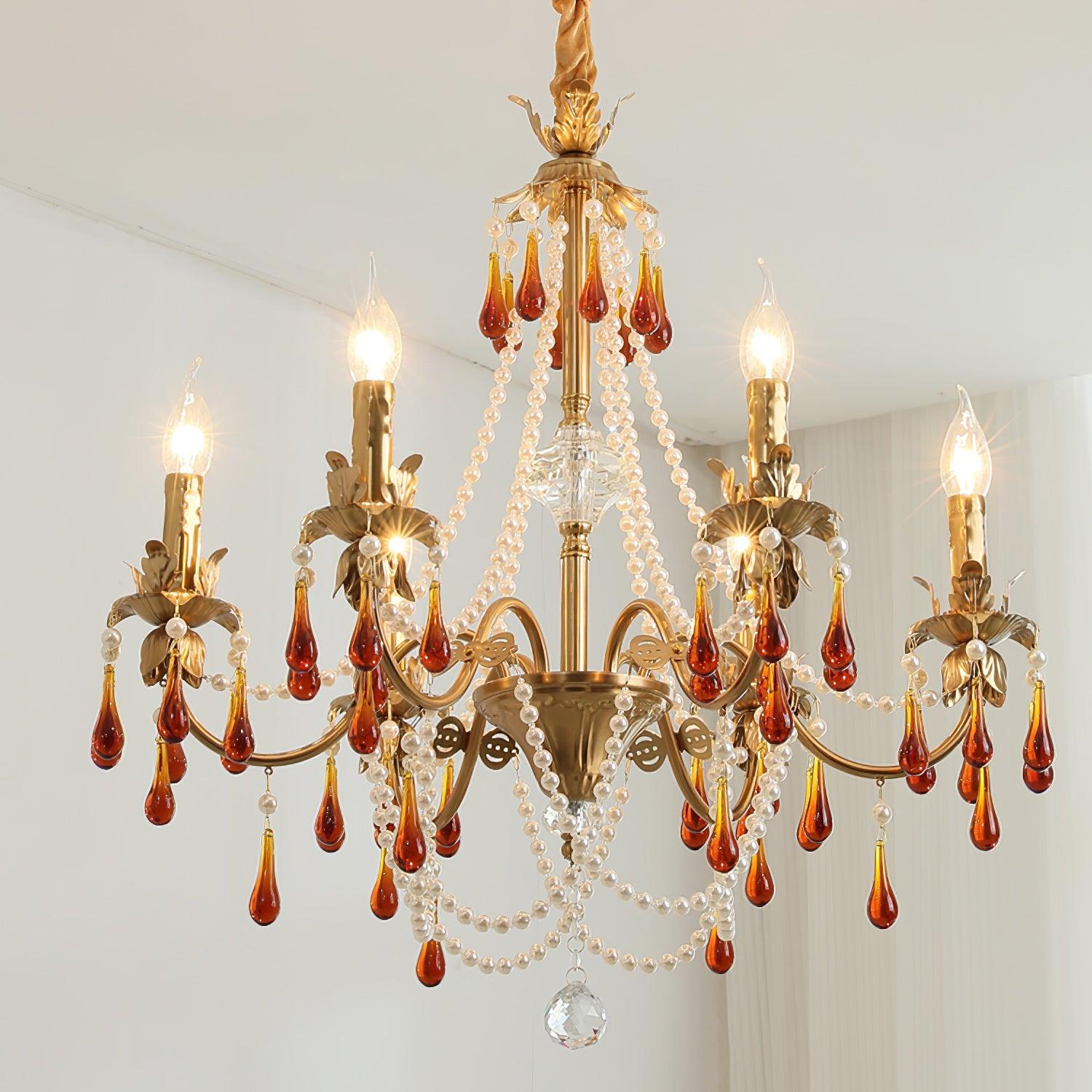Luxury Aureate Amber Crystal Chandelier - Elegant Ceiling Light Fixture for Dining Room, Living Room & Bedroom Decor