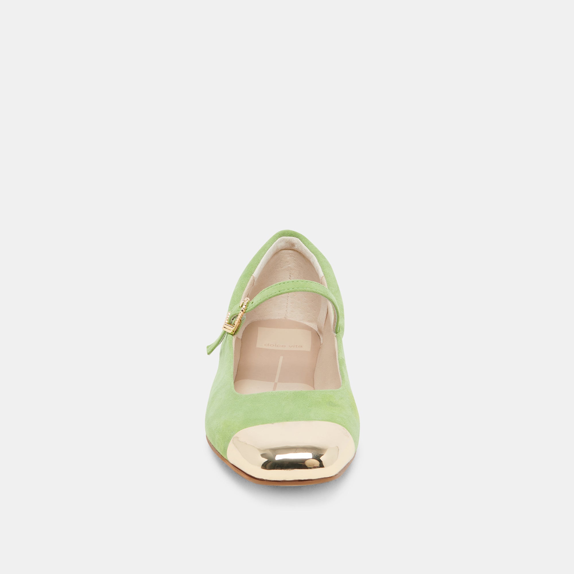 REYES Toe Cap Ballet Flats - Lime Suede Women's Shoes | Comfortable & Stylish for Work, Casual Wear & Dance