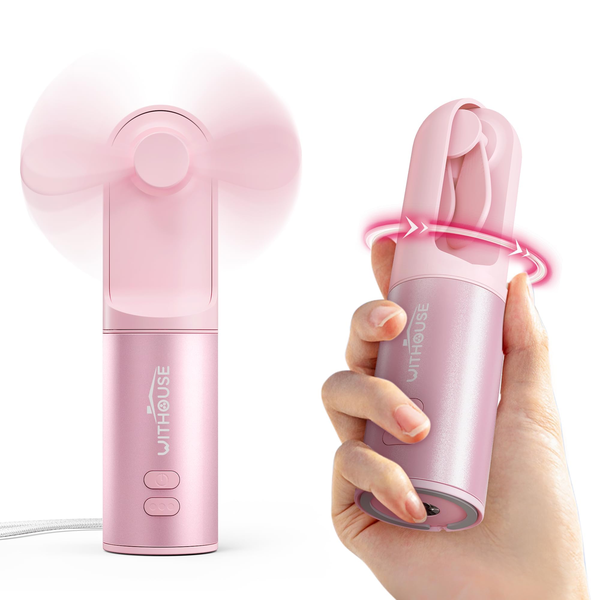 Portable 4-in-1 Rechargeable USB Mini Fan - Handheld Personal Desk Fan with Power Bank, Hand Warmer & Flashlight for Travel, Camping, Office, Home & Outdoor Activities