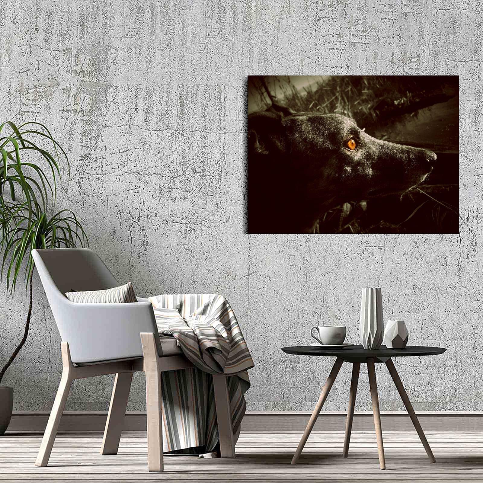 Black Dog Racing Canvas Wall Art - 32x24 Inch Framed Office Decor Poster for Home & Office - Perfect for Living Room, Bedroom, or Workspace Decorations