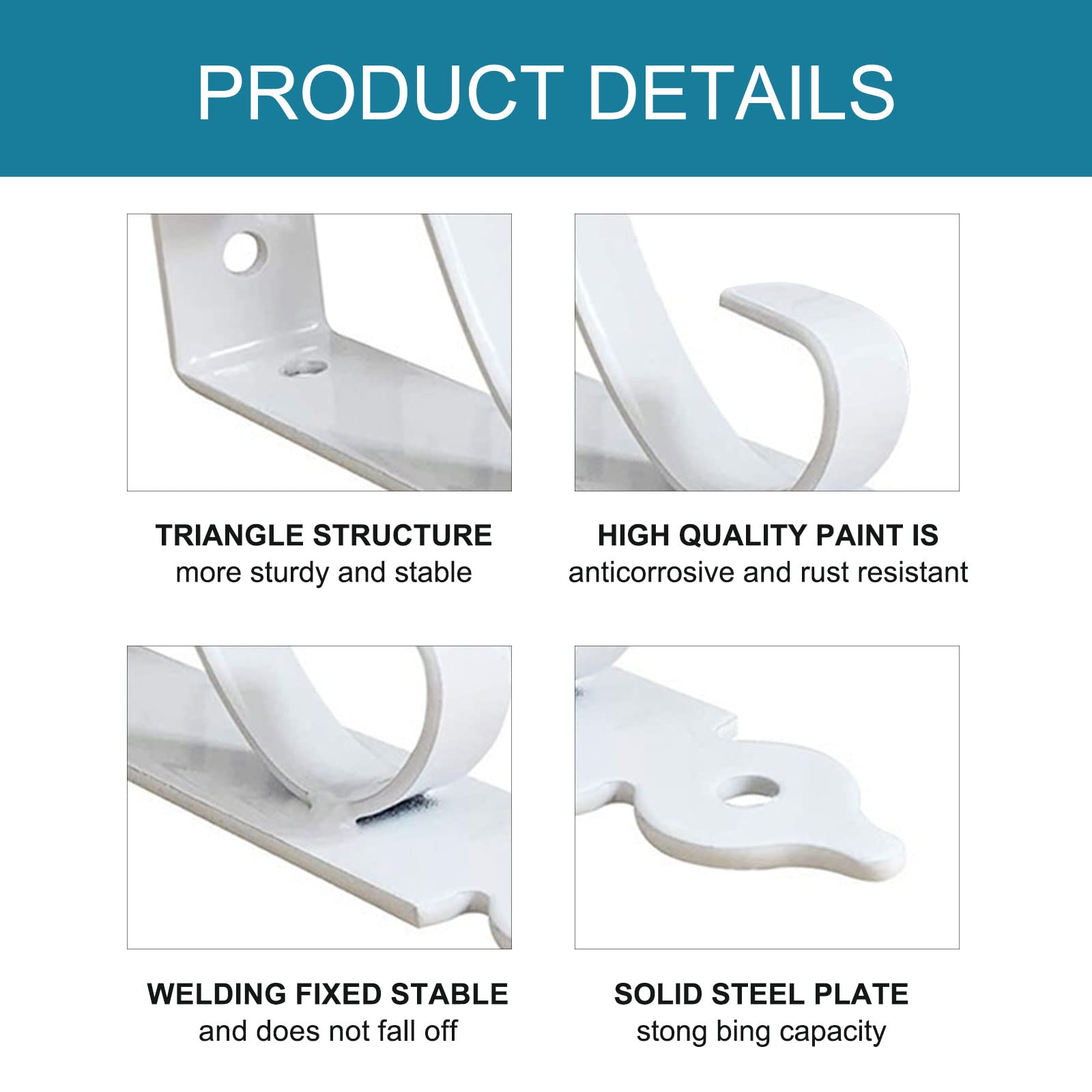 EAGLES 4-Pack 8 Inch Heavy Duty Rustic Iron Shelf Brackets - L-Shaped Wall Mounted Floating Shelf Supports for DIY Open Shelving (2 Black + 2 White) | Perfect for Kitchen, Bathroom & Living Room Storage Decor