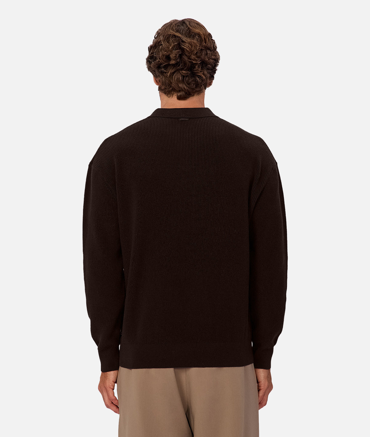 Premium New England Polo Knit Sweater - Soft Cotton Blend, Classic Espresso Brown - Perfect for Casual Outings & Business Casual Wear