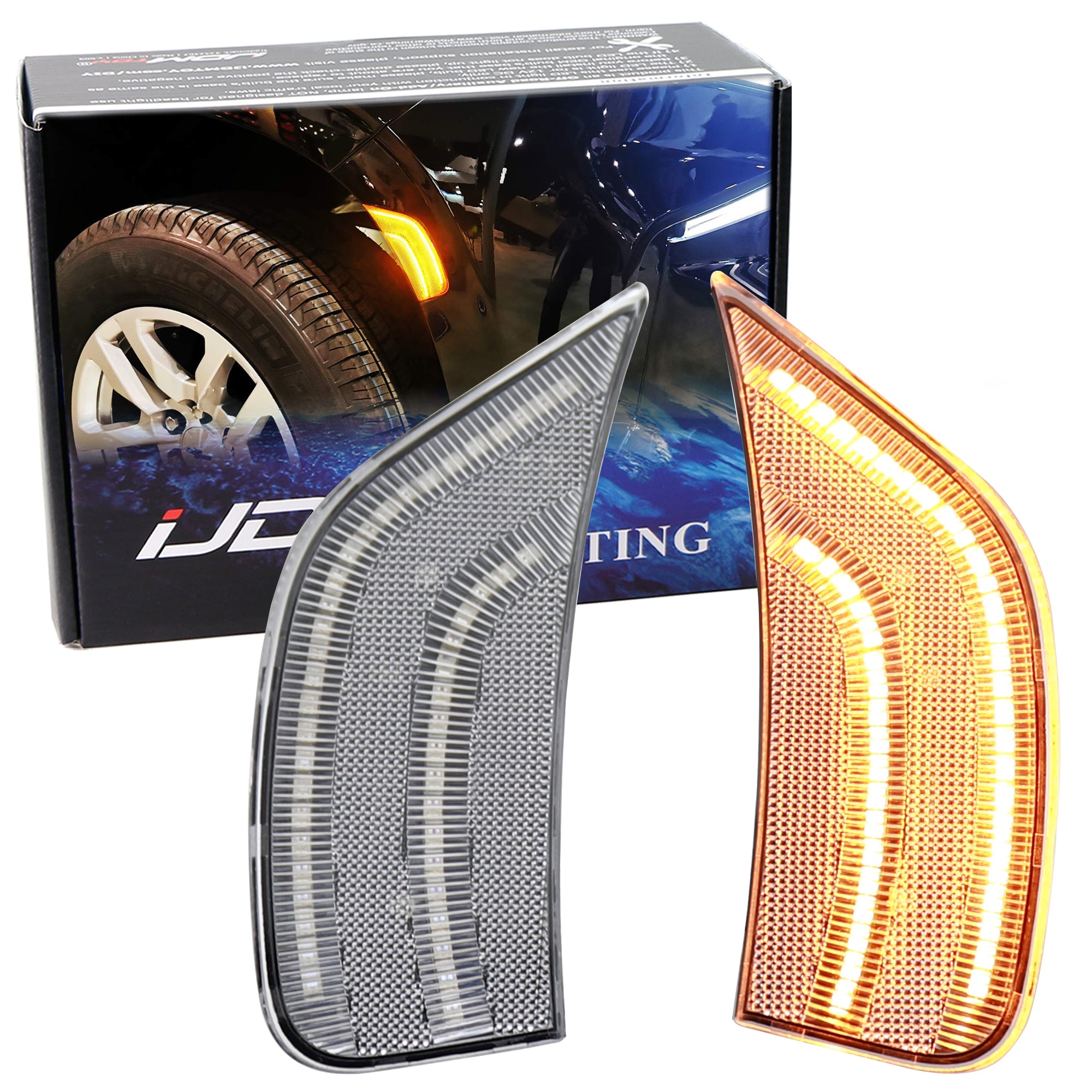 Amber LED Side Marker Lights for 2021-2024 Chevy Suburban, GMC Yukon, Cadillac Escalade - Clear Lens with Double Stripe Design - Enhanced Visibility & Style for Night Driving & Off-Road Adventures