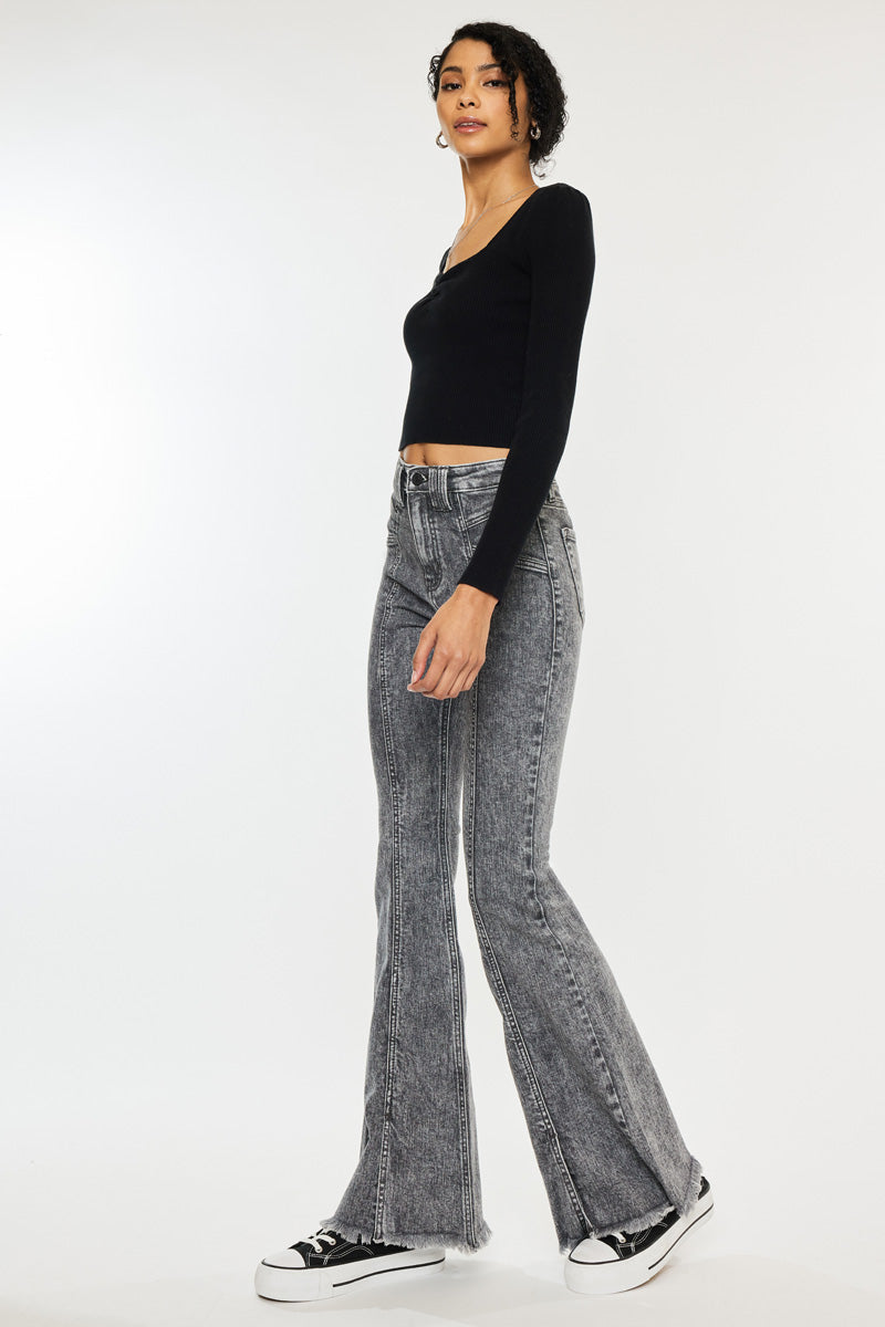 Lucine High Rise Flare Jeans for Women - Stretchy Denim Pants with Bootcut Leg | Perfect for Casual Wear, Date Night & Office Outfits