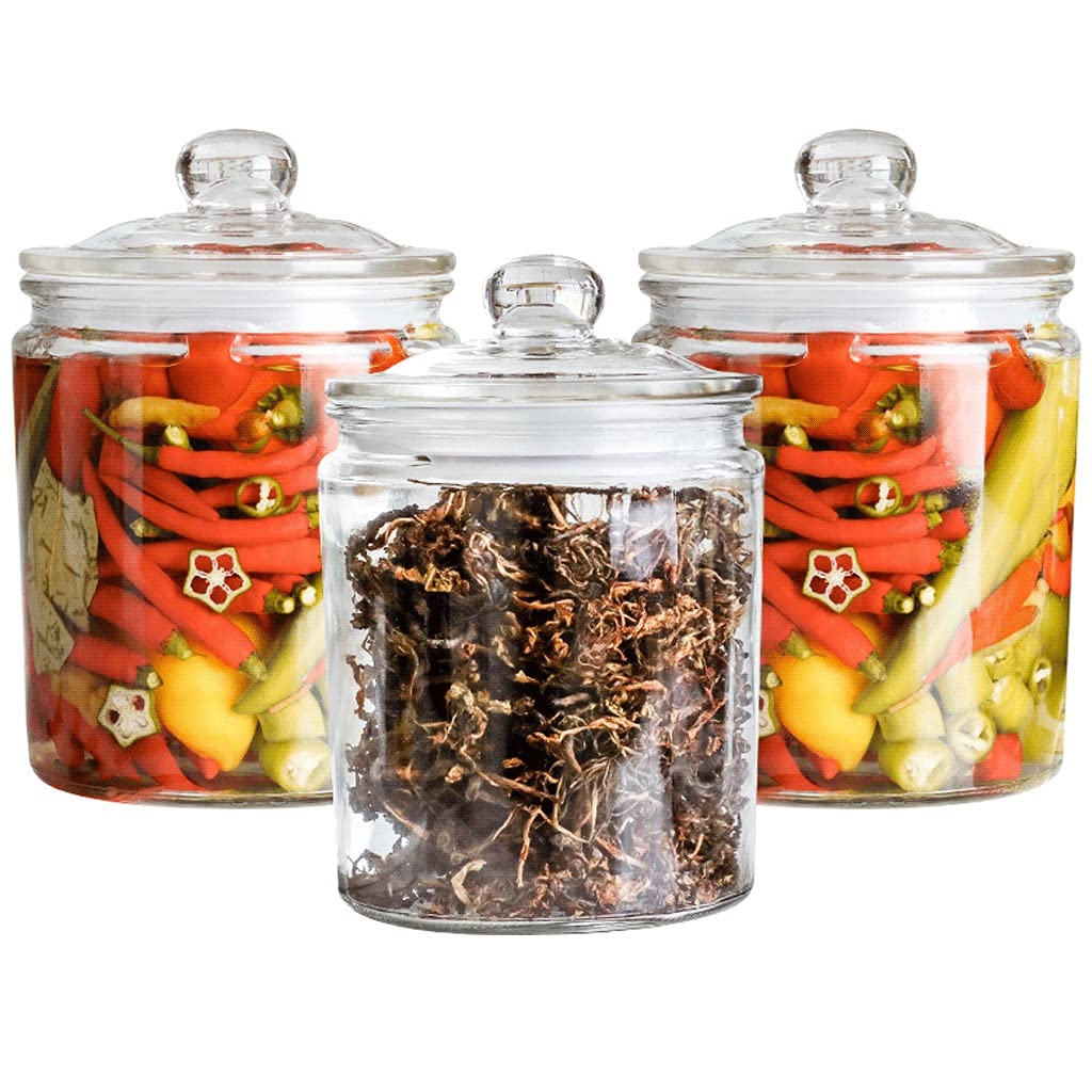 2-Pack Large Glass Food Storage Containers with Airtight Lids - BPA-Free Flour & Rice Canisters (29.4oz/870ml) - Perfect for Kitchen Pantry Organization & Bulk Food Storage