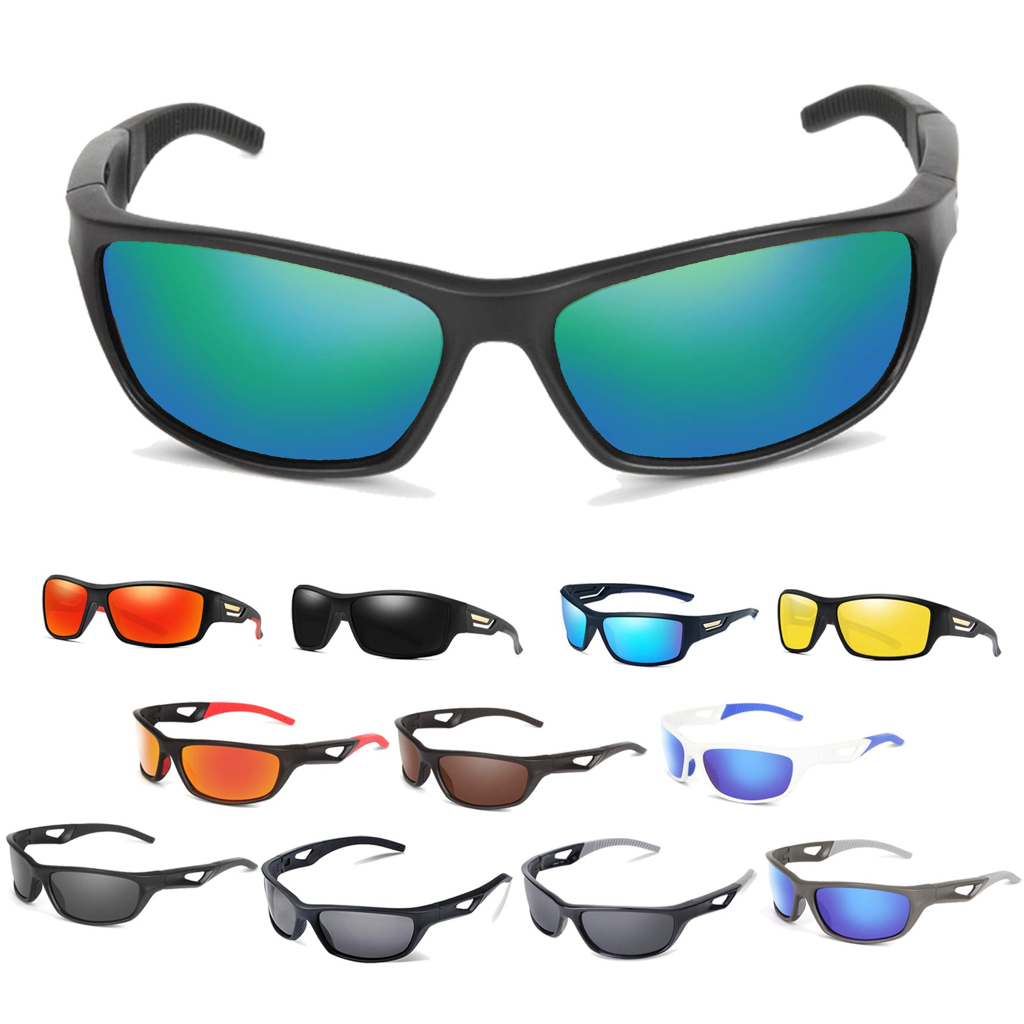 Polarized Sports Sunglasses for Men & Women - UV Protection, Shatterproof Cycling Glasses for Running, Hiking, Fishing & Outdoor Activities
