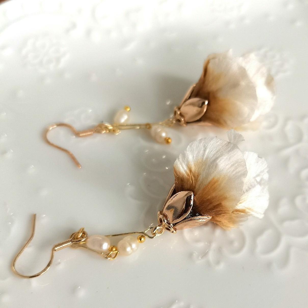 Handmade Peony Flower Bud Silk Earrings - Custom Bespoke Jewelry for Women | Elegant Gift for Weddings, Parties & Special Occasions