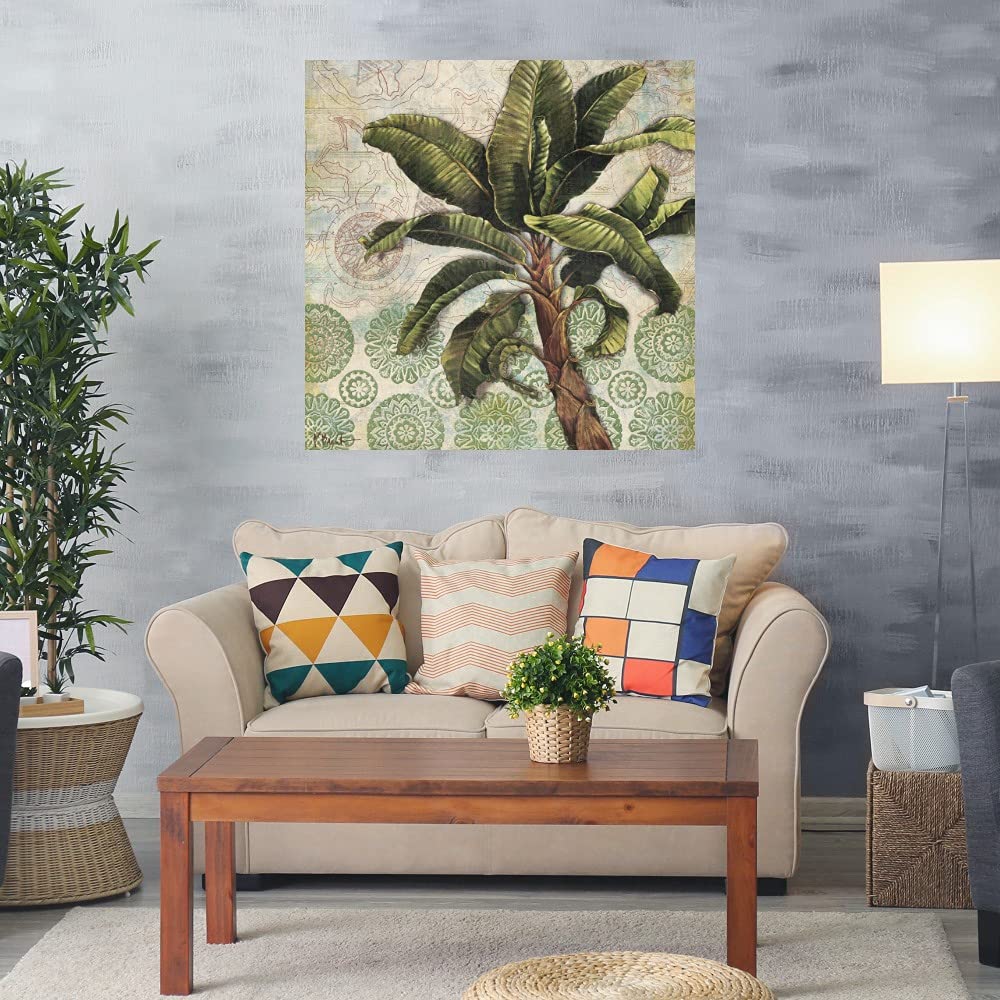 Paul Brent Delray Palm IV Fine Art Canvas Wall Decor - 22x22 Inches Ready to Hang - Perfect for Living Room, Bedroom, Bathroom, Kitchen, Office, Bar & Dining Room - Tropical Beach Theme Home Decor