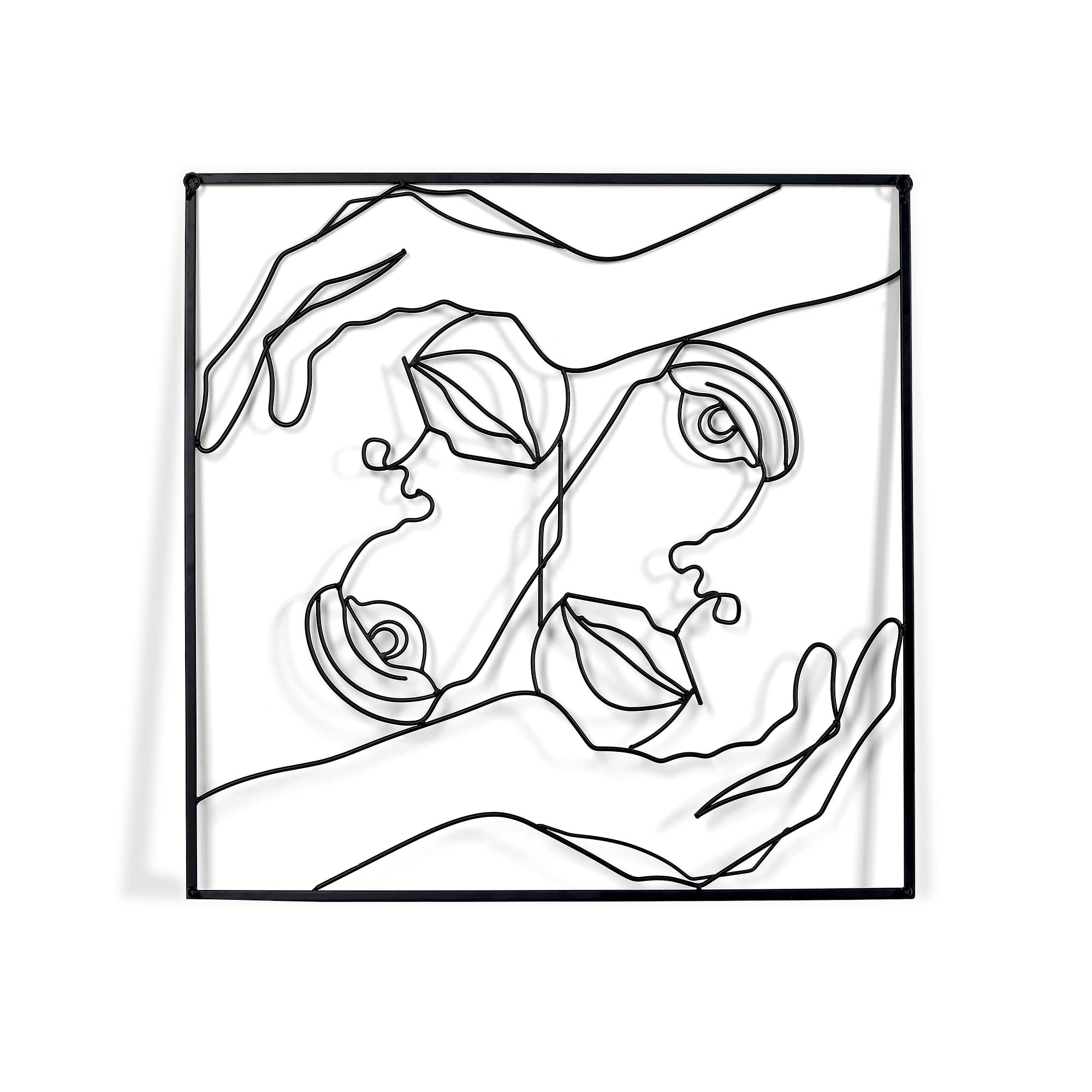 Minimalist Black Metal Wall Art - 23x23 Inch Abstract Line Sculpture Framed Decor for Living Room, Bedroom, Hallway | Modern Home & Office Wall Decor | Perfect for Contemporary Spaces & Gift Giving