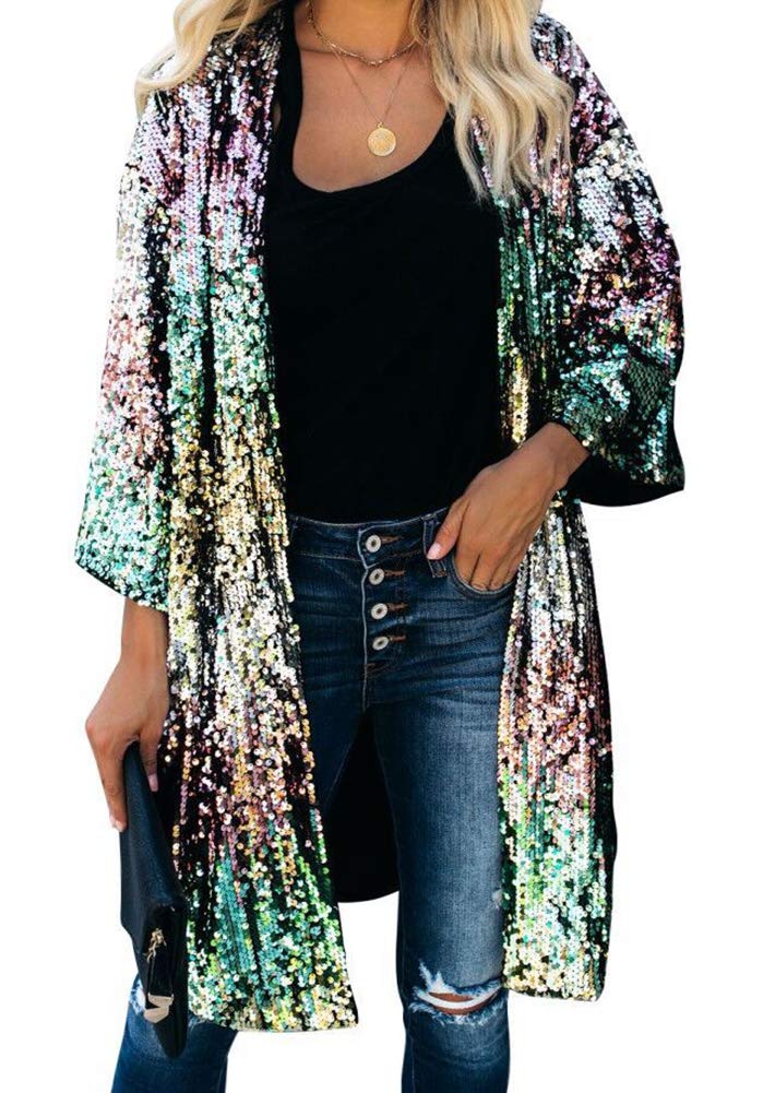 Stylish Sequin Cardigan Jackets for Women - Open Front Cover Up Blazers for Evening Parties & Casual Outings