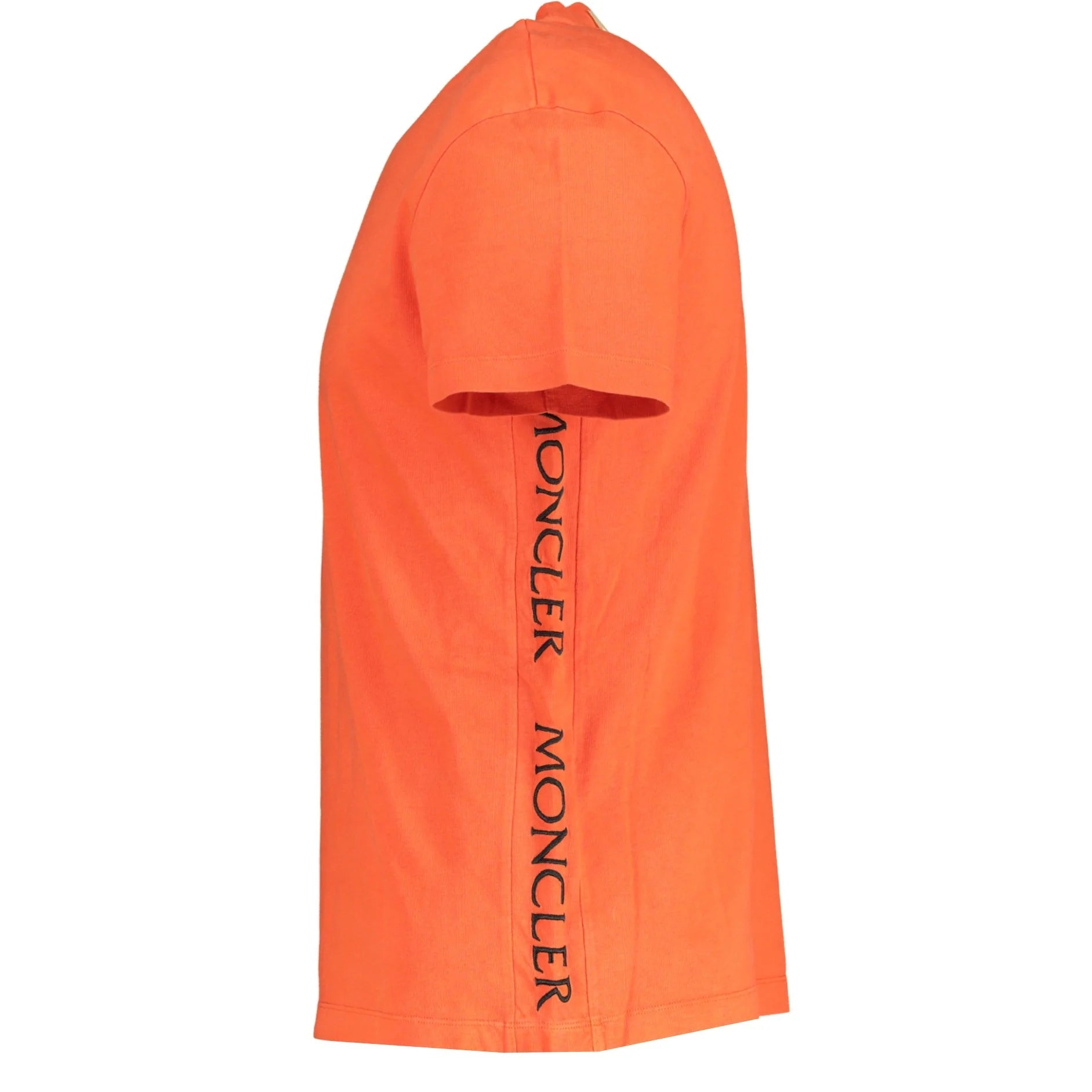 Moncler Orange Embroidered Side Logo T-Shirt for Men - Casual Short Sleeve Cotton Tee for Streetwear & Summer Outfits