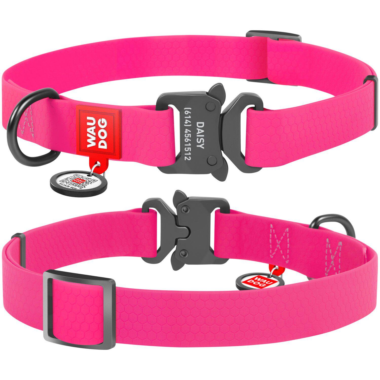 Waterproof Dog Collar for Small Medium Large Dogs - Adjustable Pink Pet Collar with Reflective Strip for Night Safety | Perfect for Walking, Hiking, Swimming & Outdoor Adventures