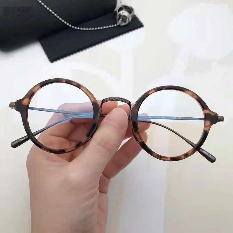 Aimee Unisex Full Rim Round Titanium Acetate Eyeglasses 1121110 - Lightweight & Durable Eyewear for Men & Women - Perfect for Reading, Work & Everyday Use