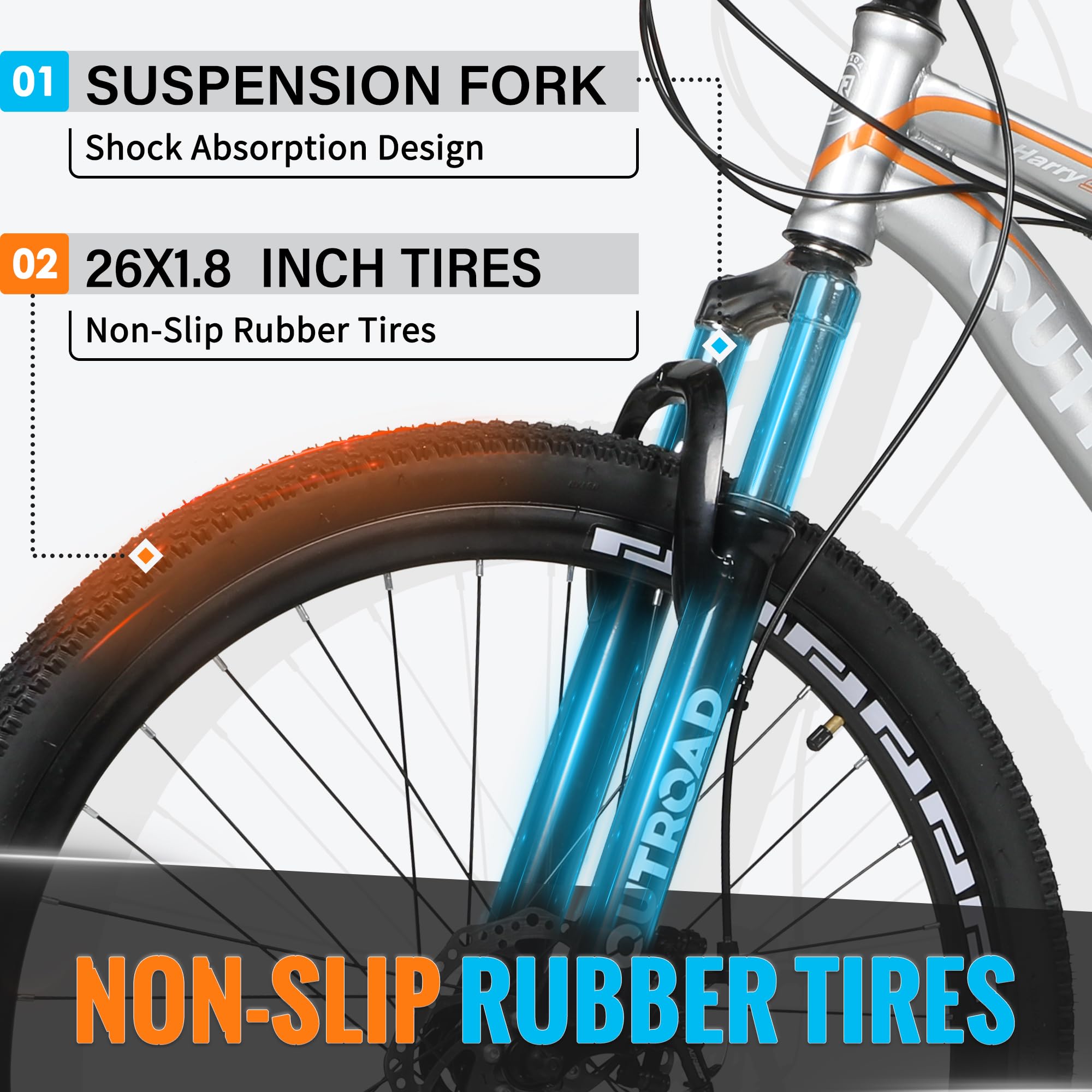 26 Inch Mountain Bike for Adults - Lightweight Aluminum Frame, 21-Speed Gears & Dual Disc Brakes with Lock-Out Suspension Fork - All-Terrain Bicycle for Men & Women - Perfect for Trail Riding, Commuting and Outdoor Adventures