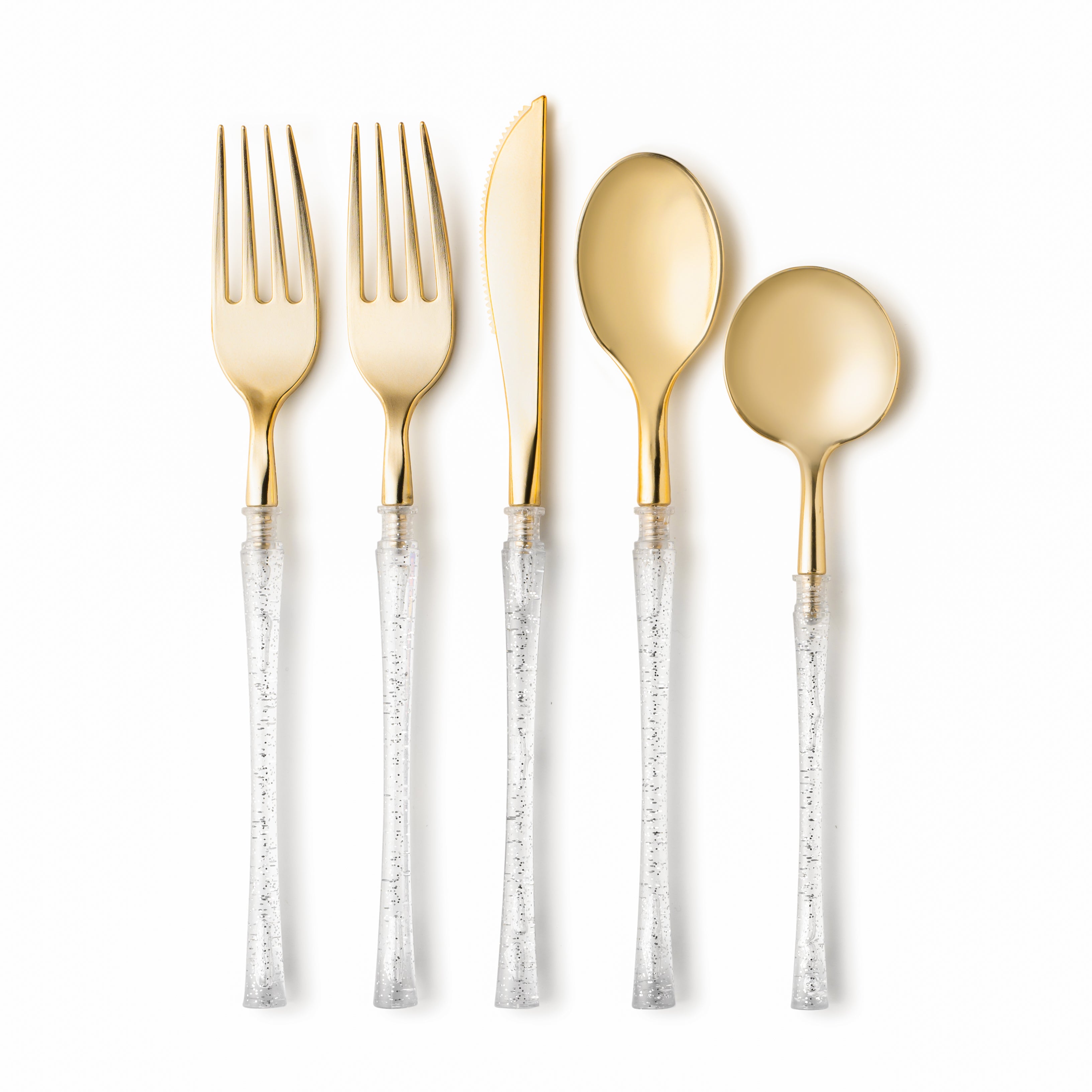 Fusion Collection Silver Glitter & Gold Flatware Set - 40 Piece Stainless Steel Cutlery Set for 8 Place Settings - Perfect for Dinner Parties, Weddings, and Formal Dining Events