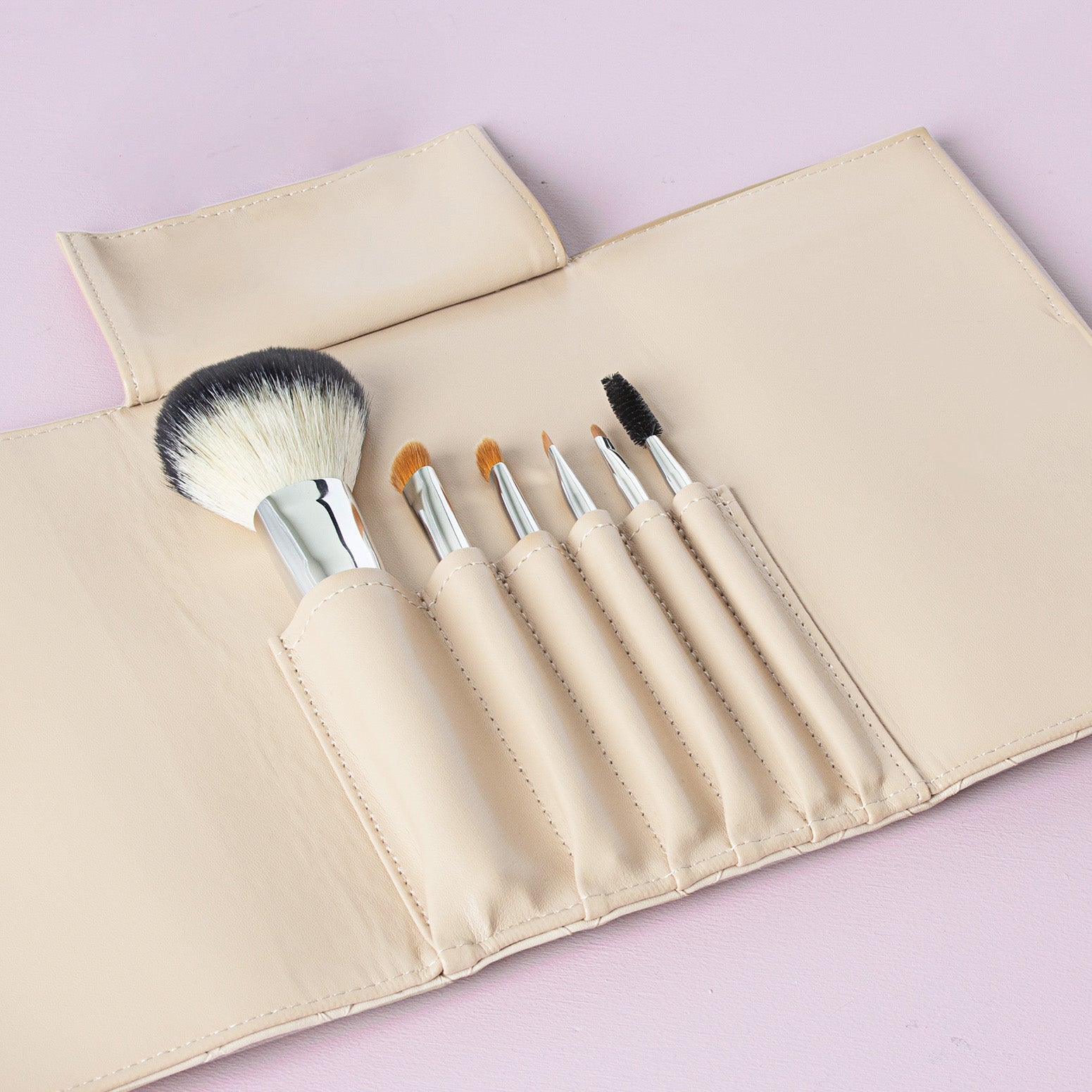 Professional Makeup Brush Roll - Woven Sand Travel Pouch for Cosmetic Brushes | Perfect for Travel, Home & Salon Use