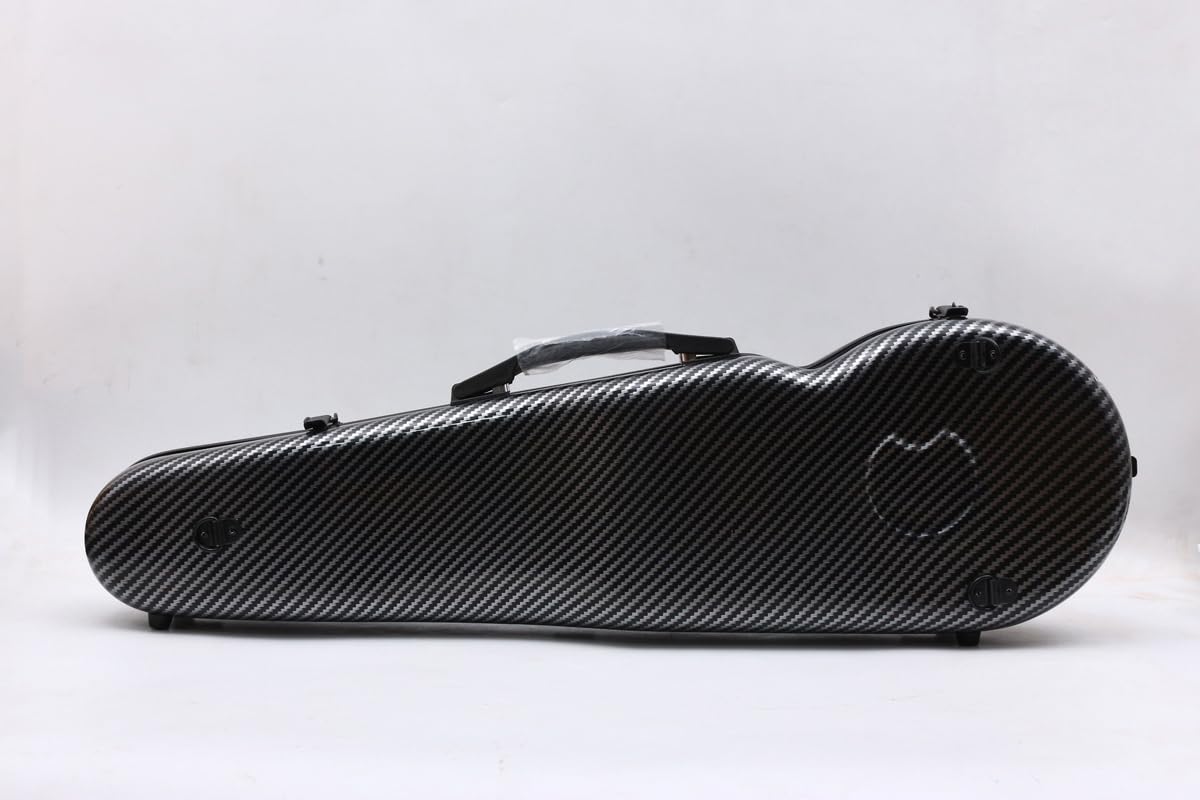 Yinfente 4/4 Carbon Fiber Violin Case - Lightweight & Durable with Thick Padding (Black/White Triangle Design) - Perfect for Professional Musicians & Travel Protection