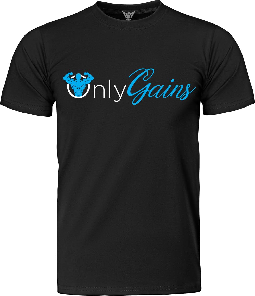 Only Gains Funny Gym Workout T-Shirt for Men - Perfect Fitness Gift for Bodybuilders & Weightlifters - Great for Gym, Training & Bodybuilding Motivation
