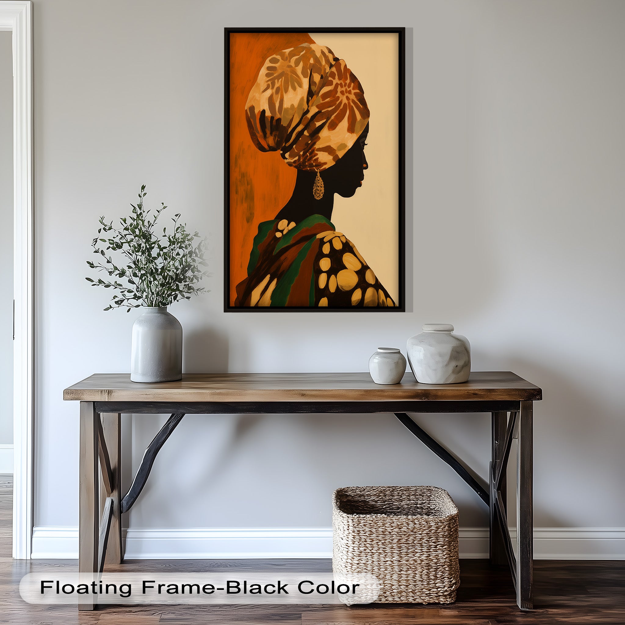 African Woman Portrait Art - Hand-Painted Framed Oil Painting for Home & Office Decor | Wall Art for Living Room, Bedroom, or Office