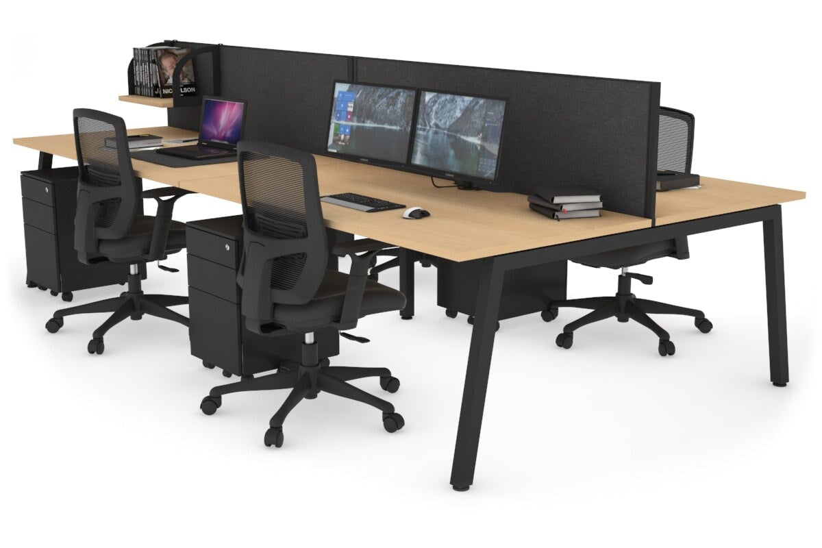 Quadro 4-Person Office Workstation Desk - 1200L x 800W with Cable Management Scallop - Perfect for Collaborative Workspaces, Team Meetings & Open Office Environments