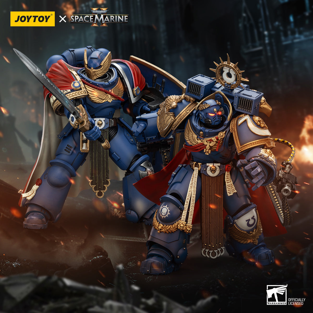 Pre Order 1/18 JOYTOY Warhammer 40K Ultramarines Marneus Calgar Action Figure with Victrix Honour Guard - Collectible Miniature for Tabletop Gaming, Display & Warhammer 40K Fans