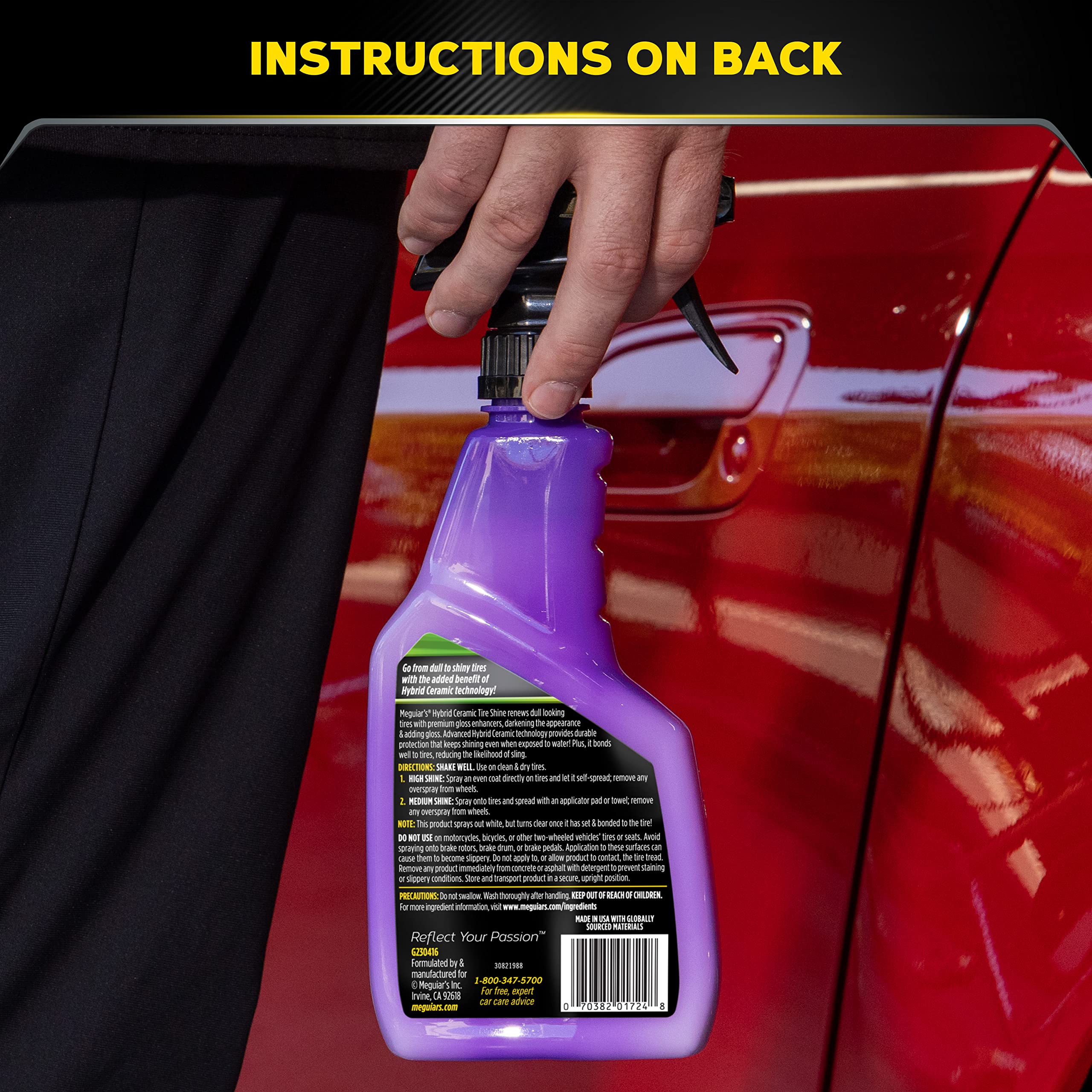 Meguiar's Hybrid Ceramic Tire Shine Spray - 16 Oz | Long-Lasting, Durable & Water-Resistant Tire Shine with Advanced Ceramic Technology | Perfect for Car Detailing, Showroom Shine & Vehicle Protection