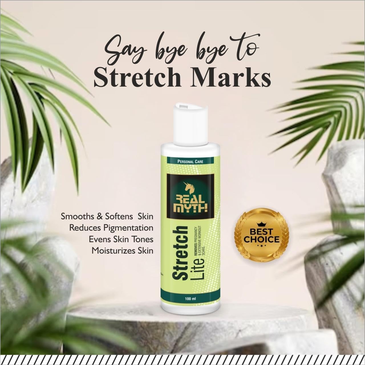 REALMYTH Stretch Mark & Scar Removal Oil for Pregnancy - Lightweight, Non-Greasy Body Oil (100ml) | Fades Stretch Marks, Scars & Uneven Skin Tone | Perfect for Pre/Postpartum Care & Daily Skin Hydration