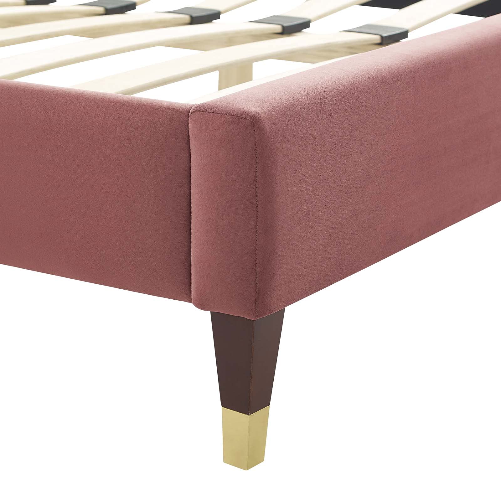 Modway Juniper Queen Size Platform Bed Frame in Dusty Rose - Modern Minimalist Bedroom Furniture for Small Spaces & Guest Rooms