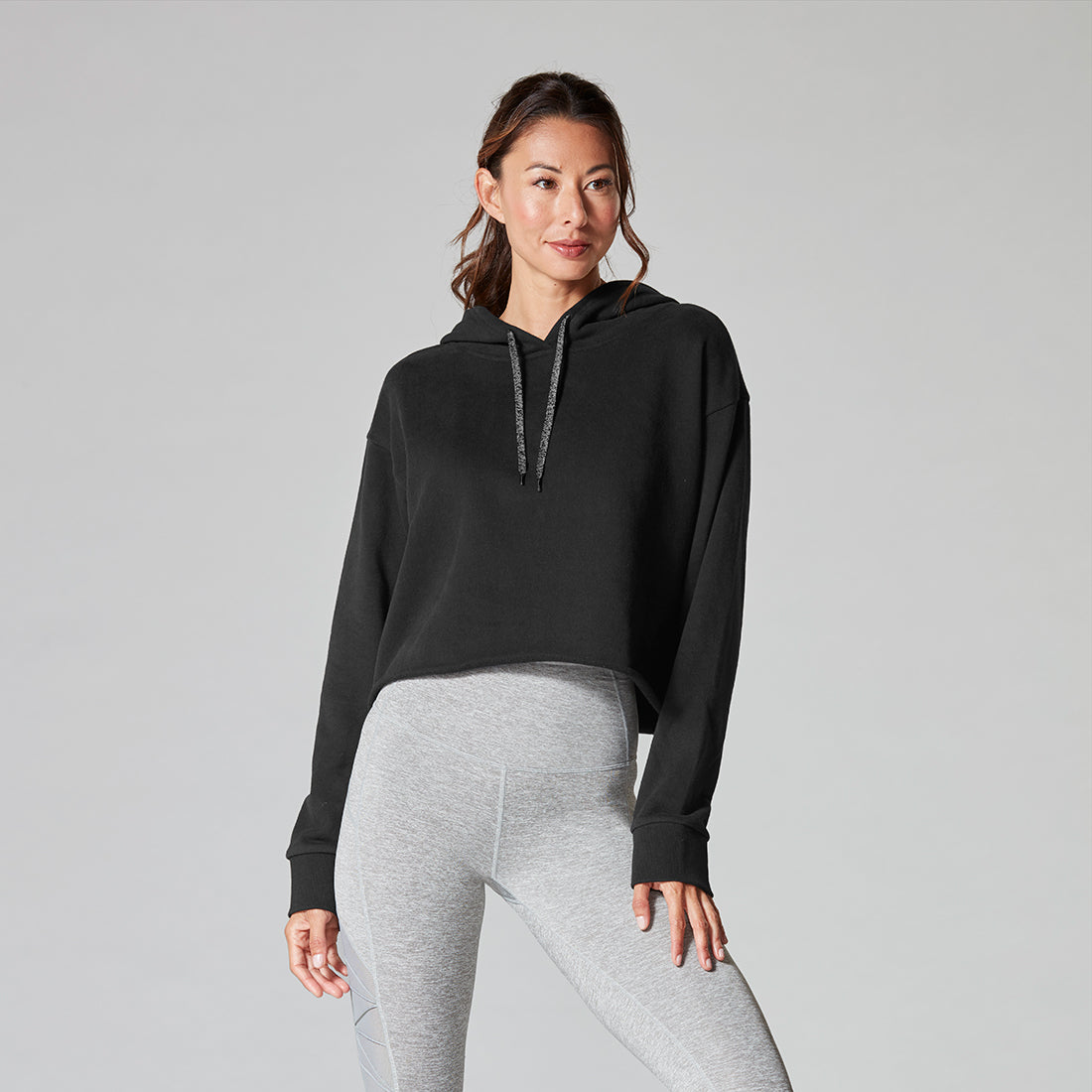 Tavi Noir Semi Cropped Hoodie for Women - Stylish Oversized Pullover Sweatshirt | Perfect for Casual Outfits, Streetwear & Loungewear