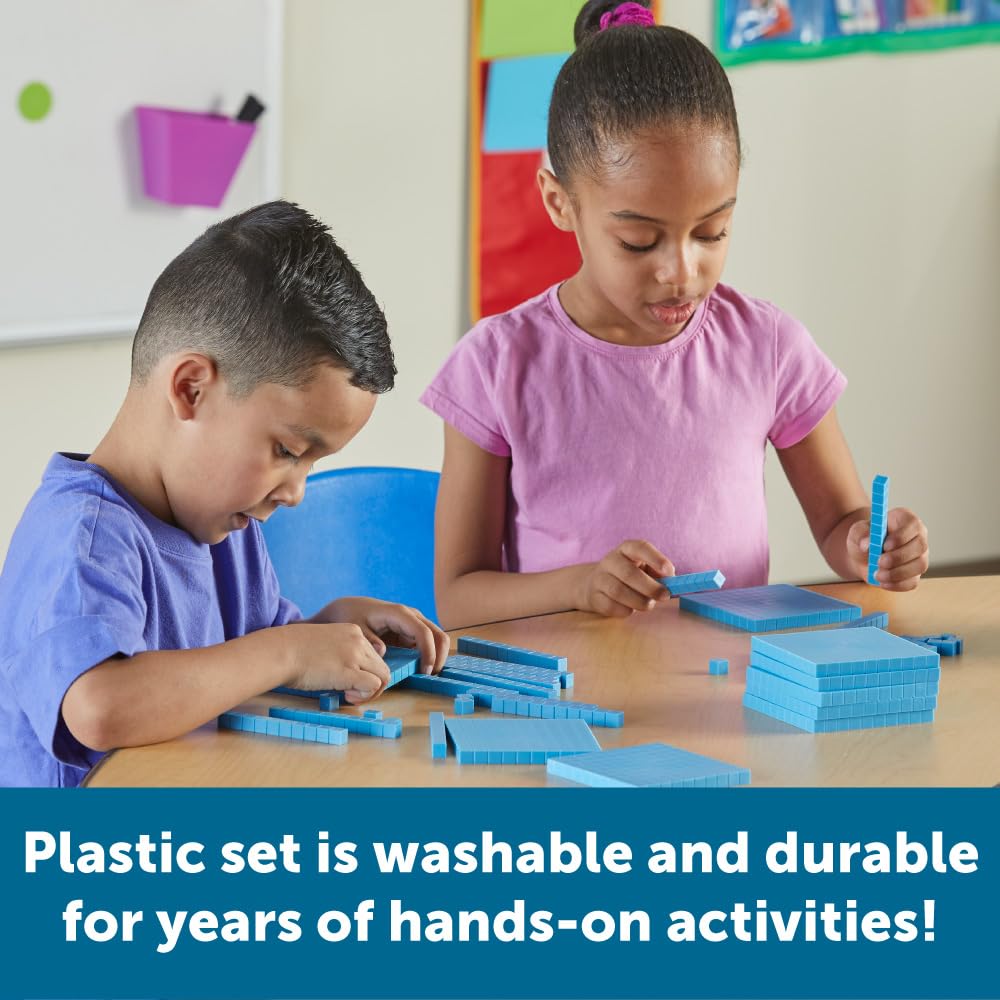 Learning Resources LER0932 Plastic Base Ten Class Set - Math Manipulatives for Kids, Hands-On Learning Tools for Counting, Place Value & Early Math Concepts - Perfect for Classroom & Homeschool Use