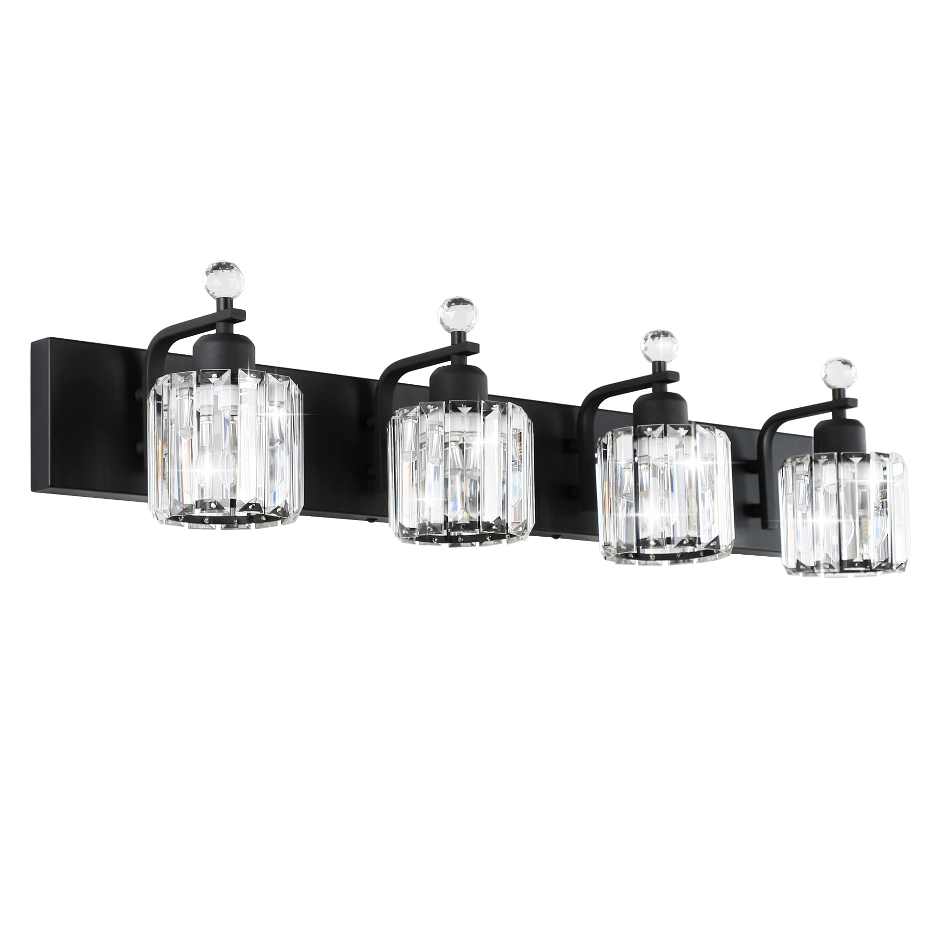 Aipsun Black Bathroom Vanity Light - 4-Light Crystal Modern Vanity Lighting Fixture for Bathroom (Bulbs Not Included) | Perfect for Bathroom Makeover, Spa Style Decor & Luxury Home Lighting