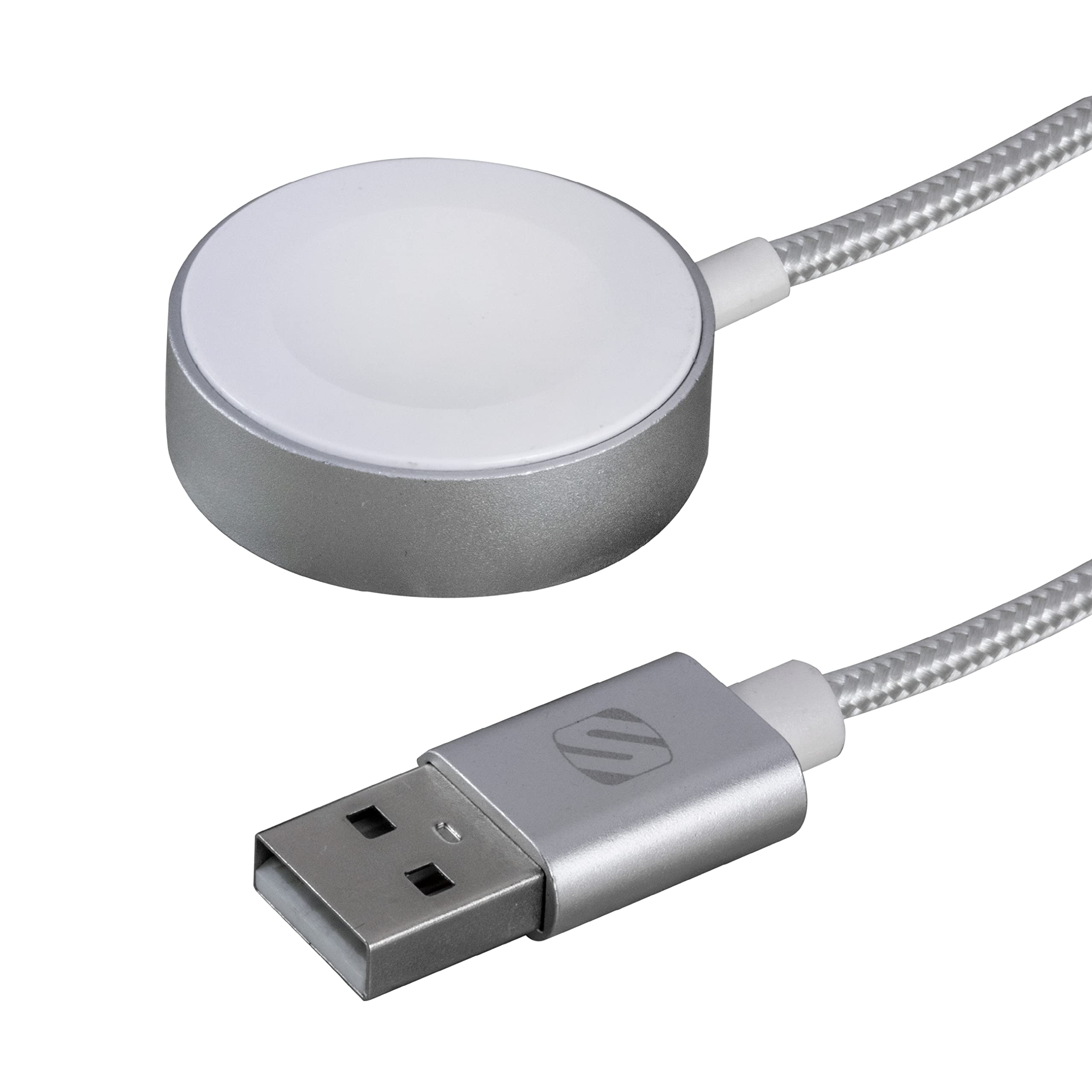 Scosche AWAB4WT-SP Magnetic Charging Cable for Apple Watch Series 9/8/7/6/SE - Fast Wireless Charger with Secure Magnetic Connection - Perfect for Home, Office & Travel Use