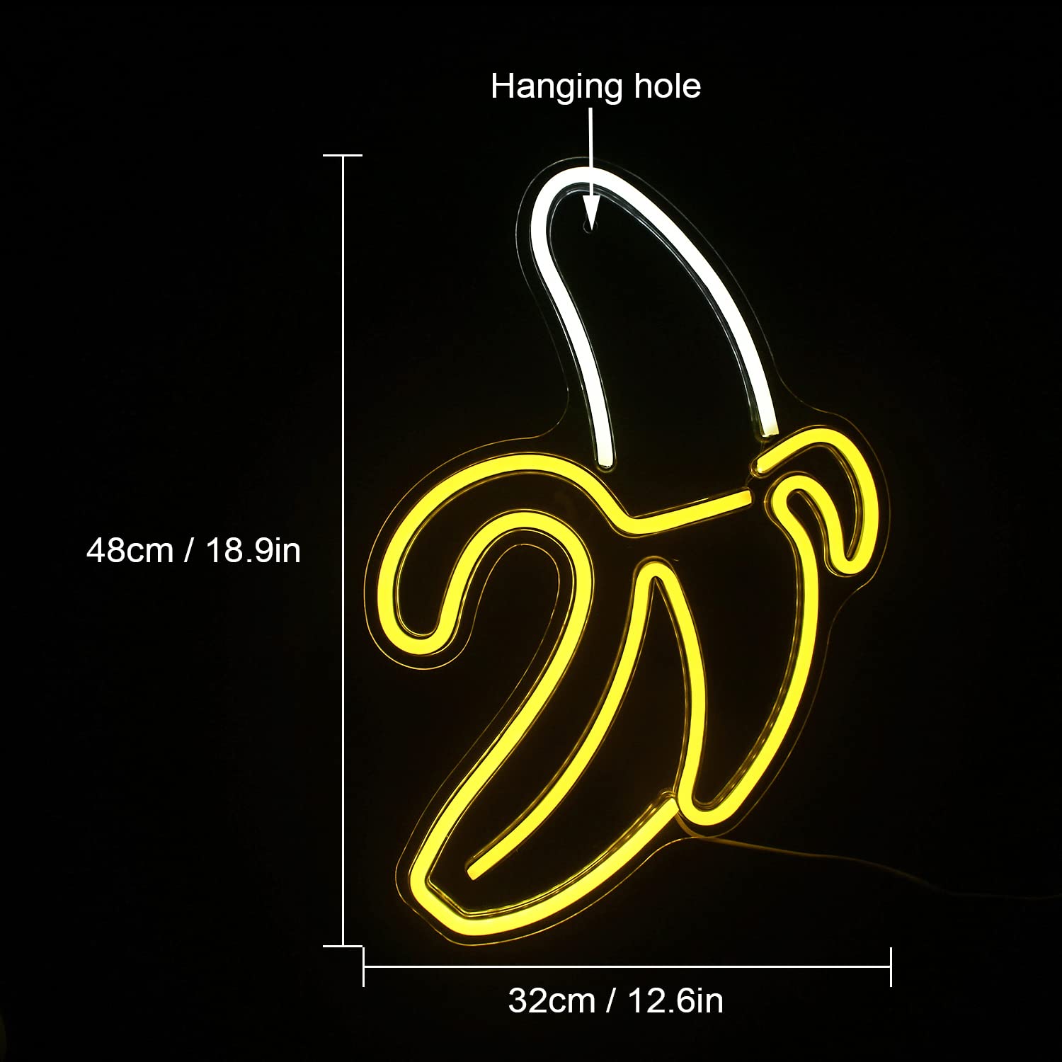 Banana Neon Sign LED Wall Art - 11''x19.7'' Warm Yellow Glow for Kids Bedroom, Birthday Party & Bar Decor | Durable Energy-Efficient Room Lighting for Home, Office & Game Room