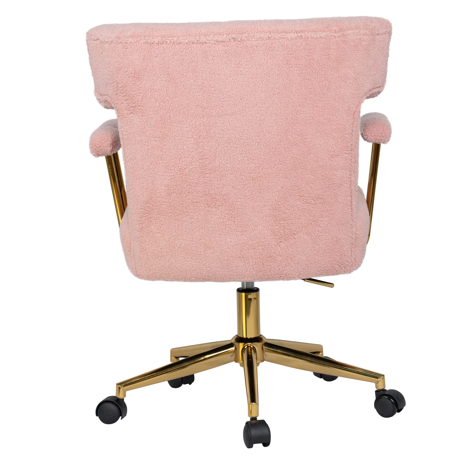 HomVent Faux Fur Swivel Chair with Arms - Upholstered Curved Back Fluffy Vanity Makeup Chair for Bedroom, Dressing Room & Home Office